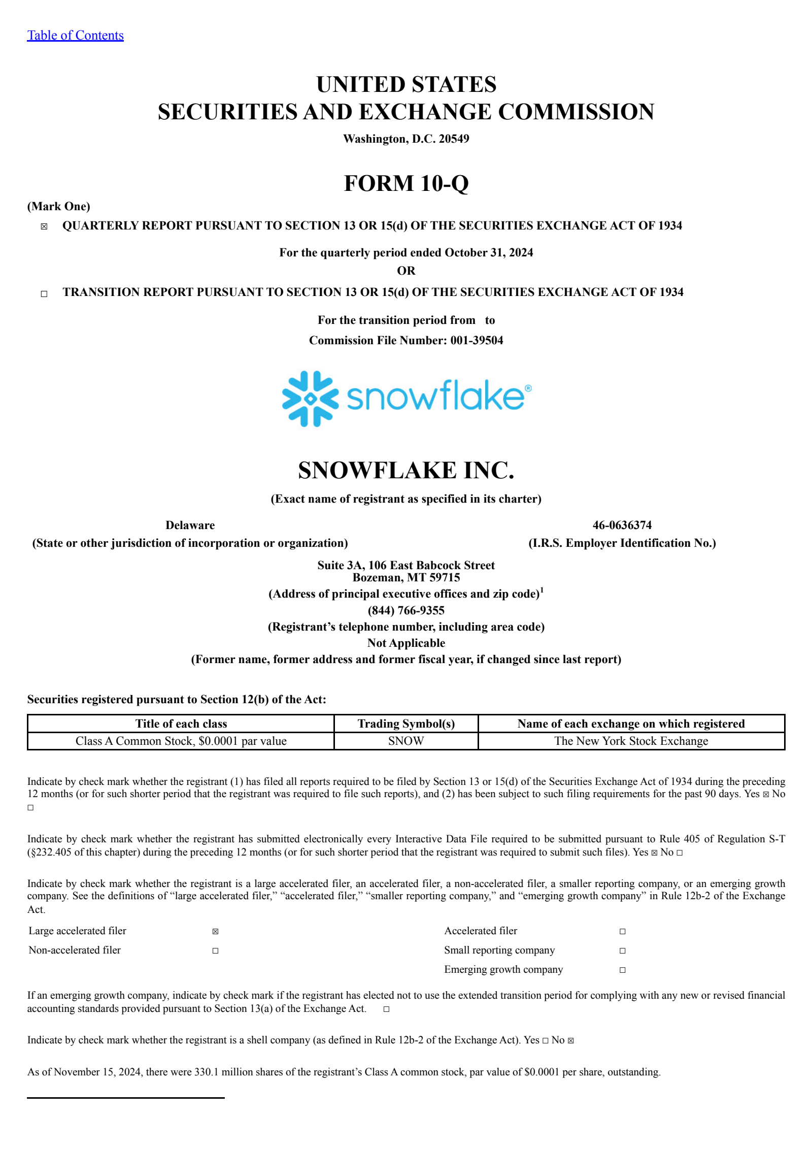 Snowflake's Q3 2025 Quarterly report