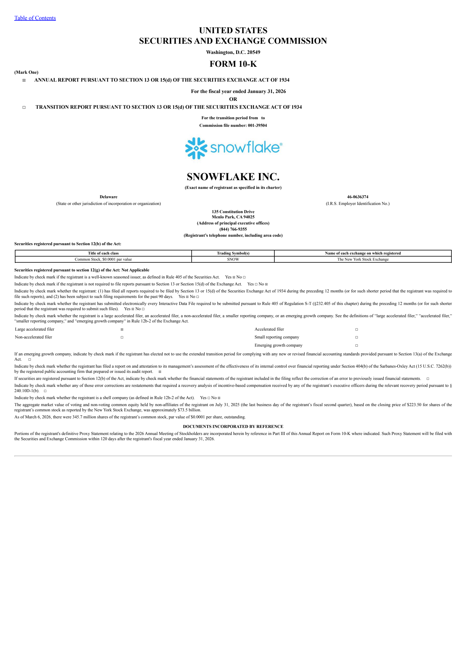 Snowflake's Q4 2026 Annual report
