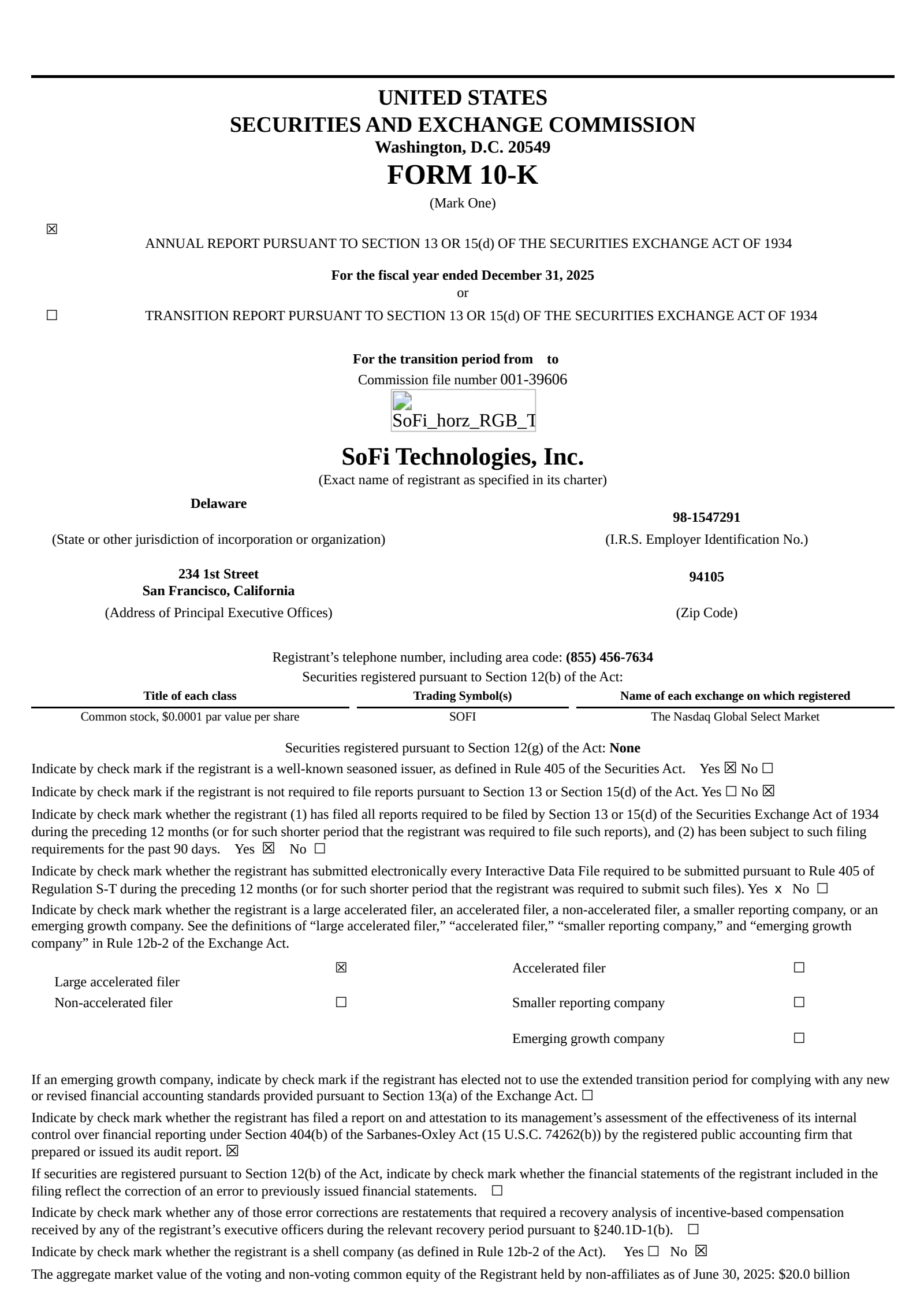 SoFi Technologies' Q4 2025 Annual report