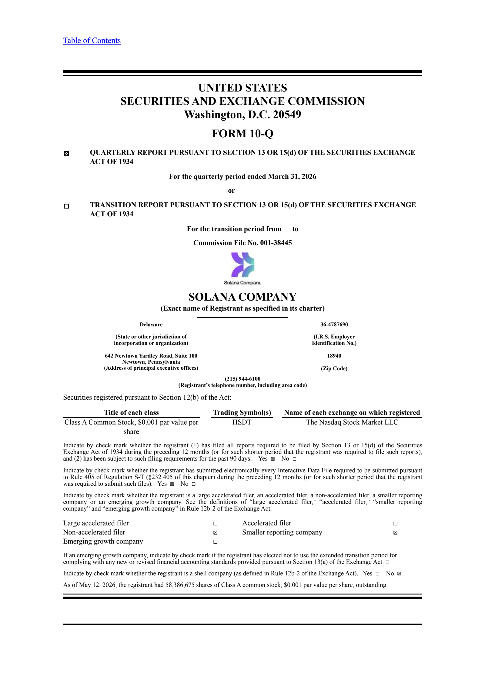 Solana's Q1 2026 Quarterly report