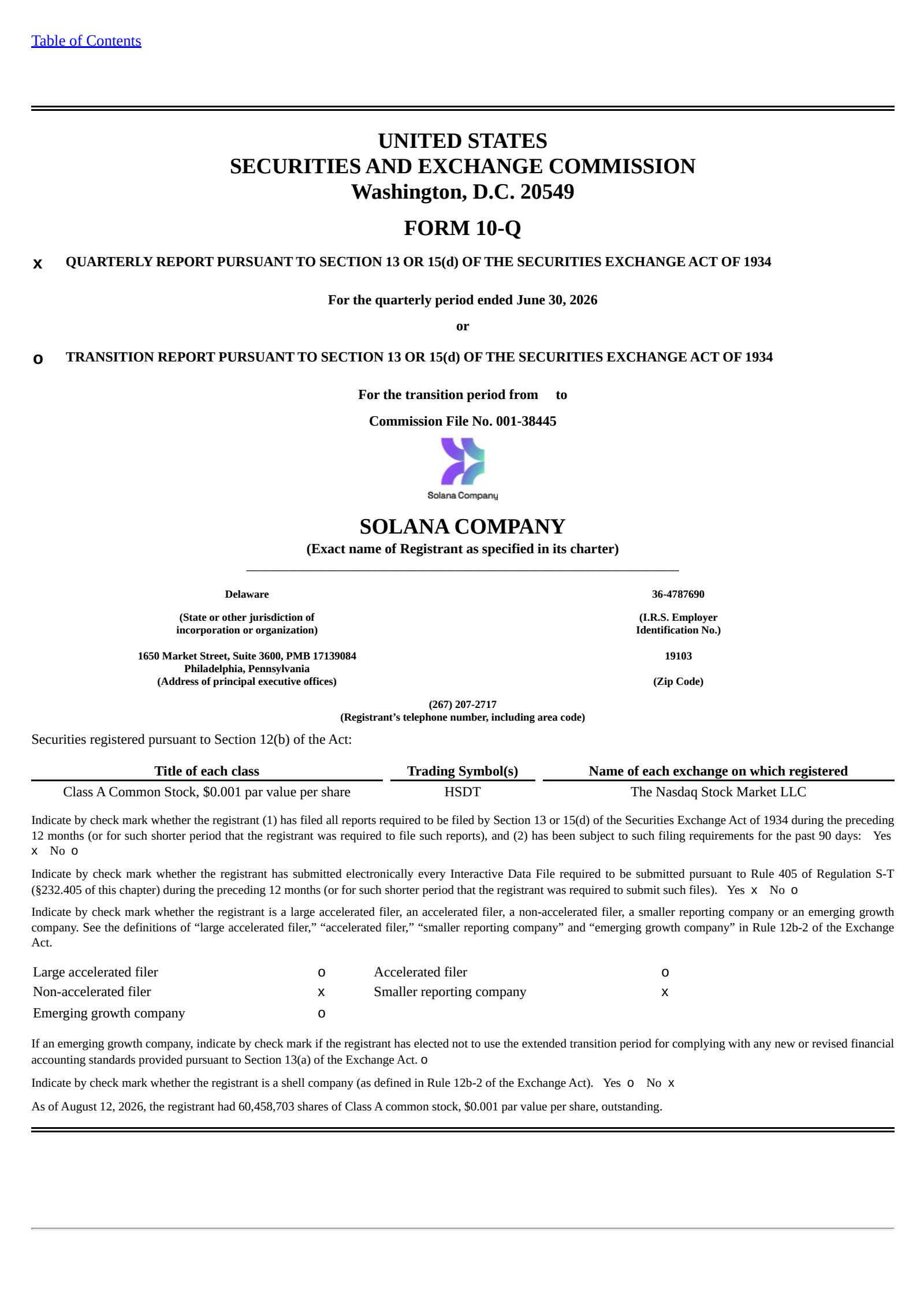 Solana's Q2 2026 Quarterly report