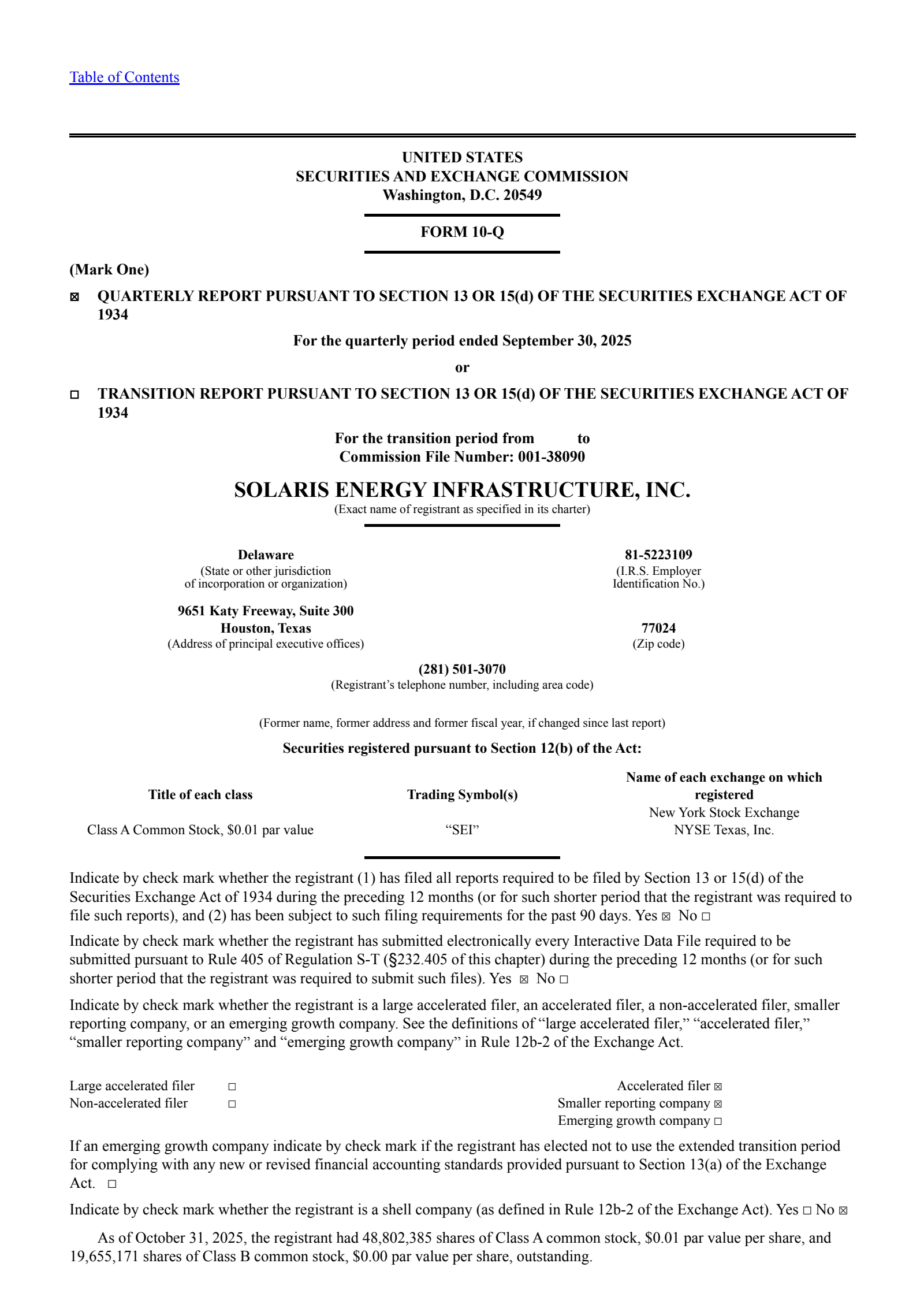 Solaris Energy Infrastructure's Q3 2025 Quarterly Report