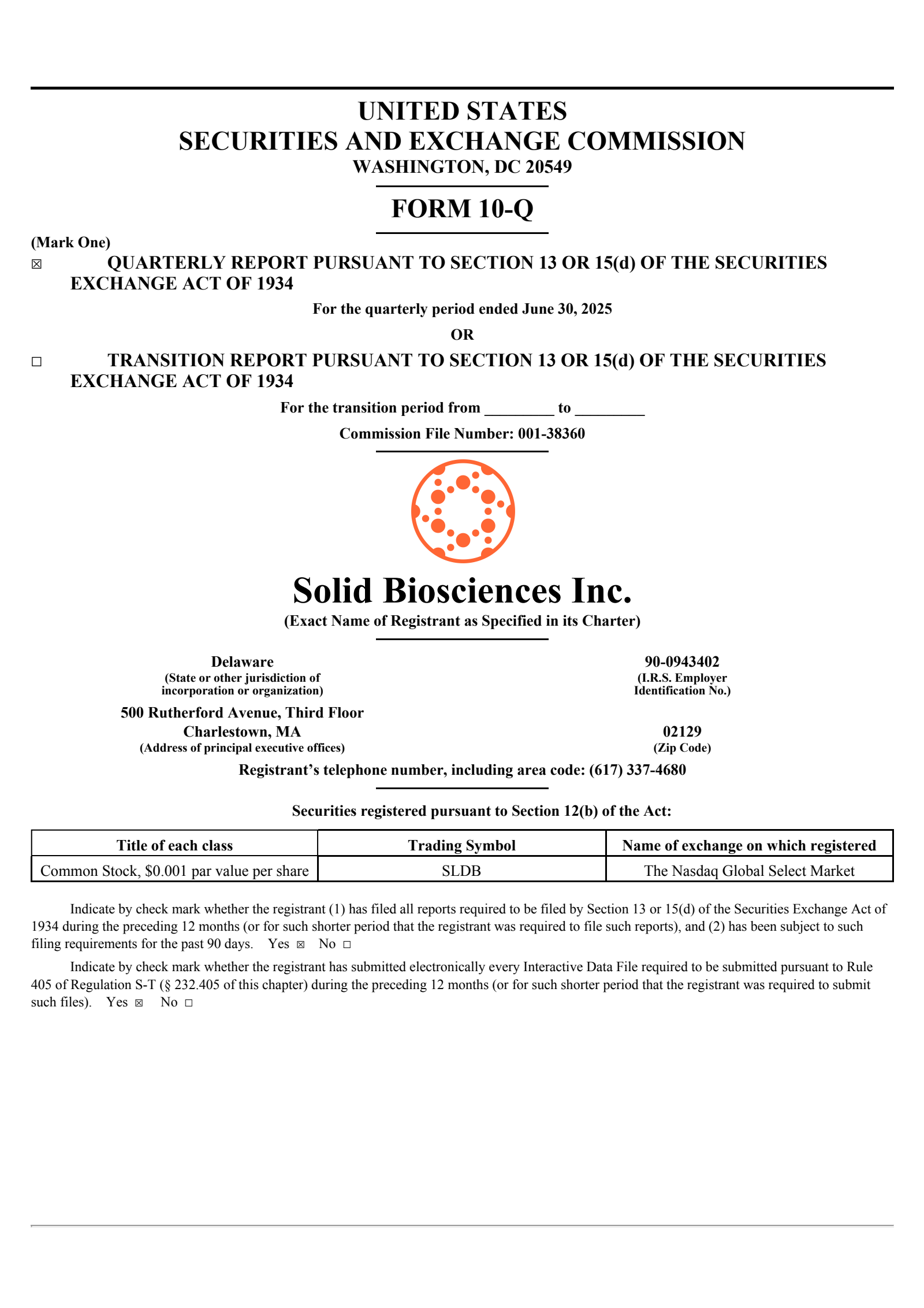 Solid Biosciences' Q2 2025 Quarterly report