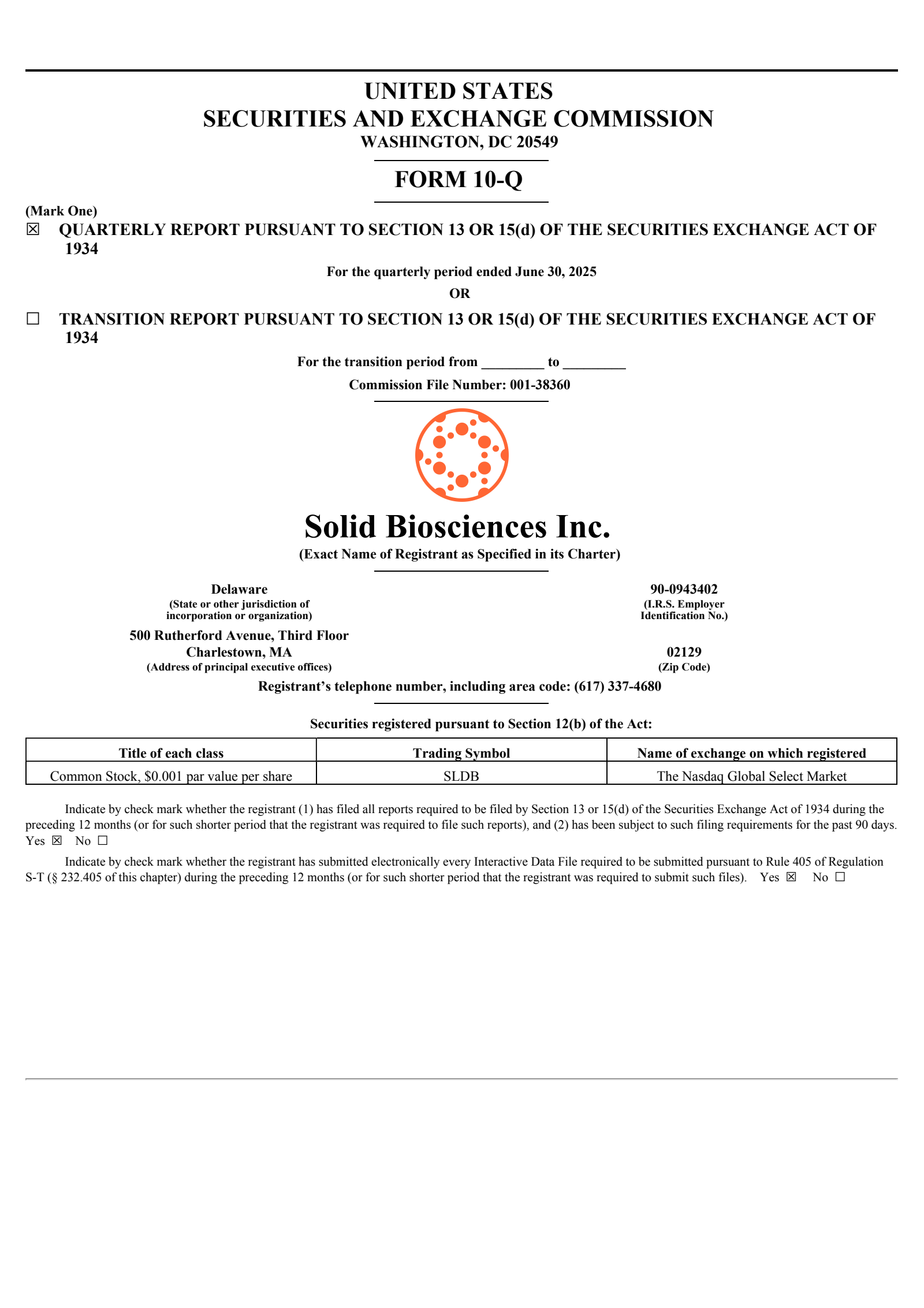 Solid Biosciences' Q2 2025 Quarterly report