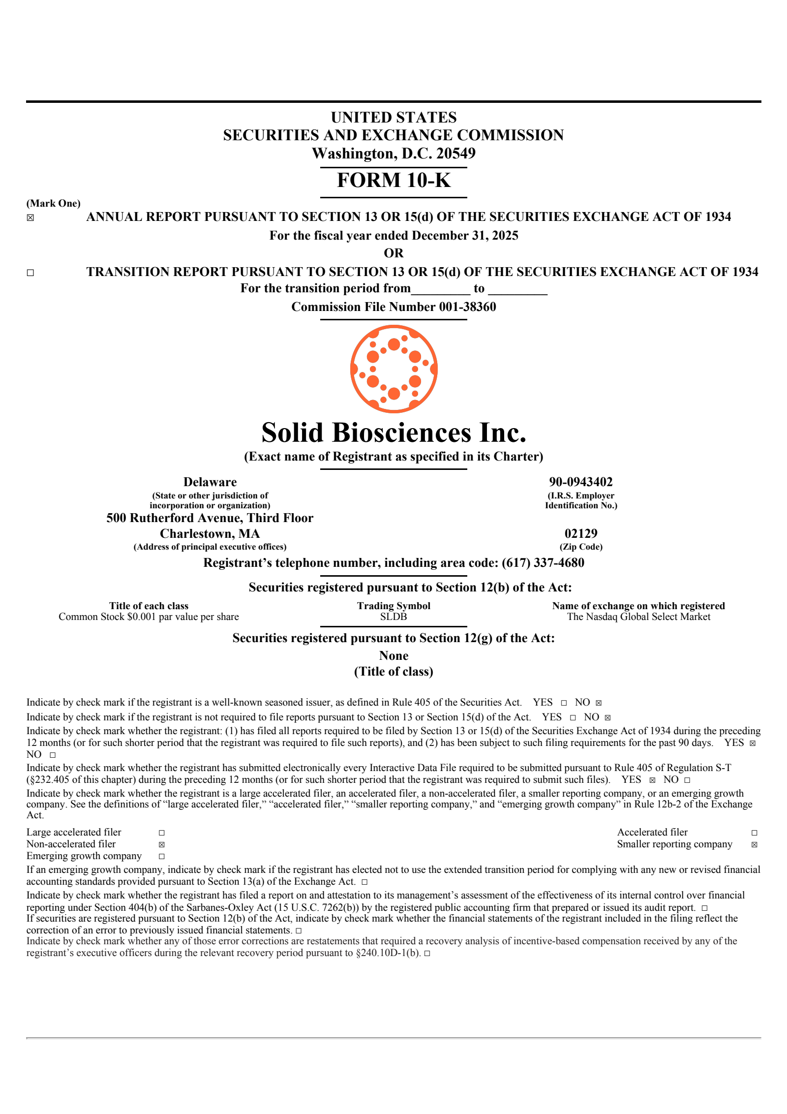 Solid Biosciences' Q4 2025 Annual report
