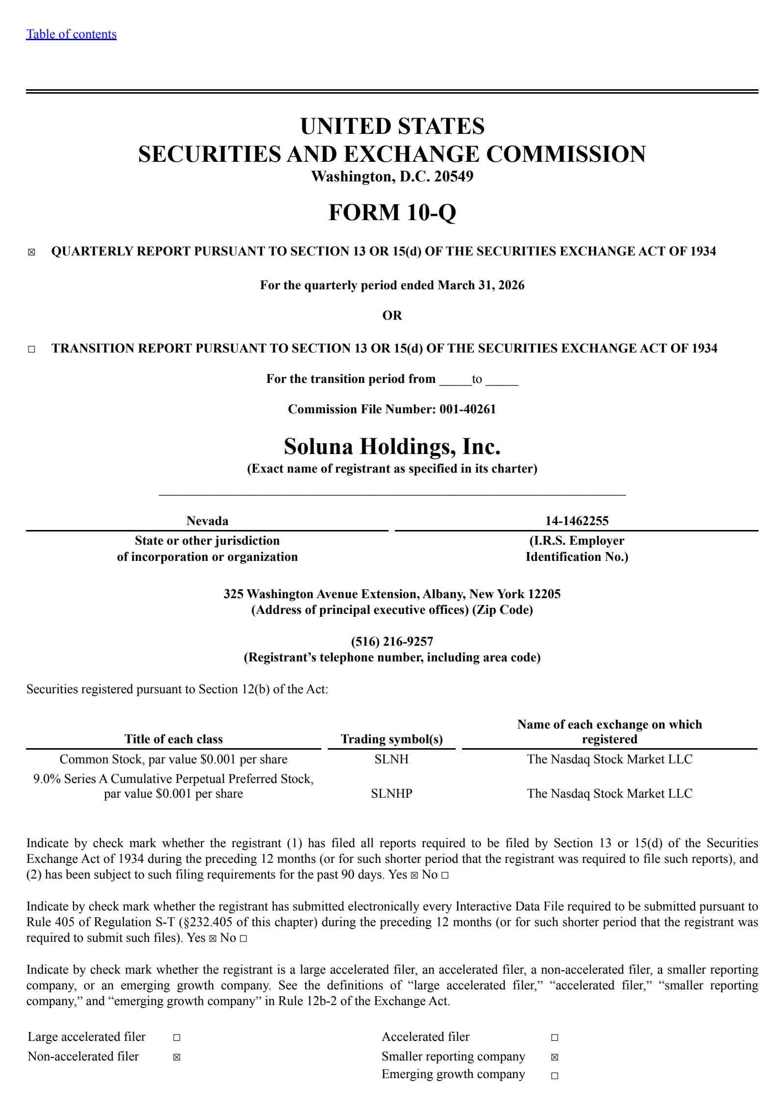 Soluna's Q1 2026 Quarterly report