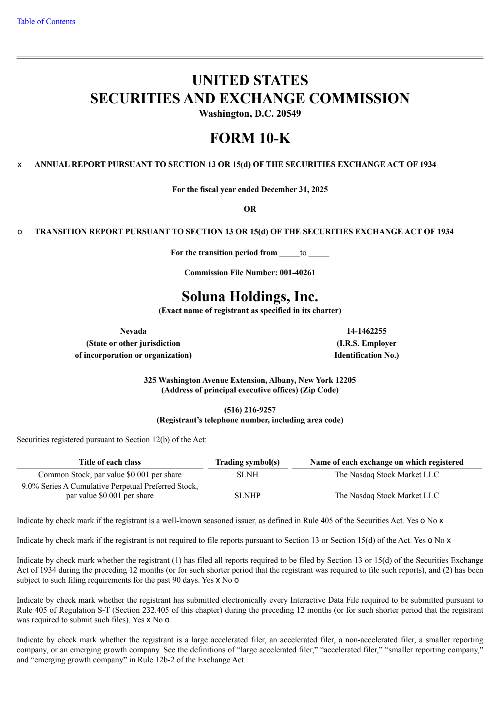 Soluna's Q4 2025 Annual report