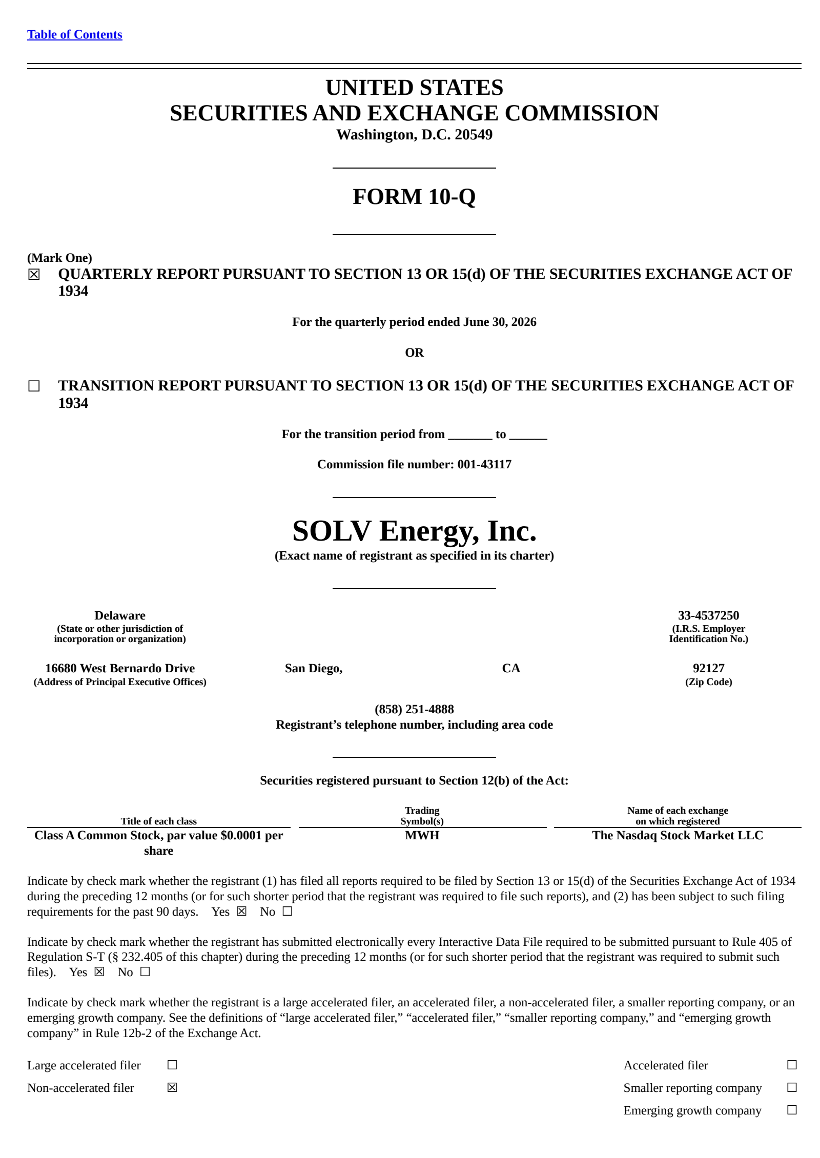 SOLV Energy's Q2 2026 Quarterly report