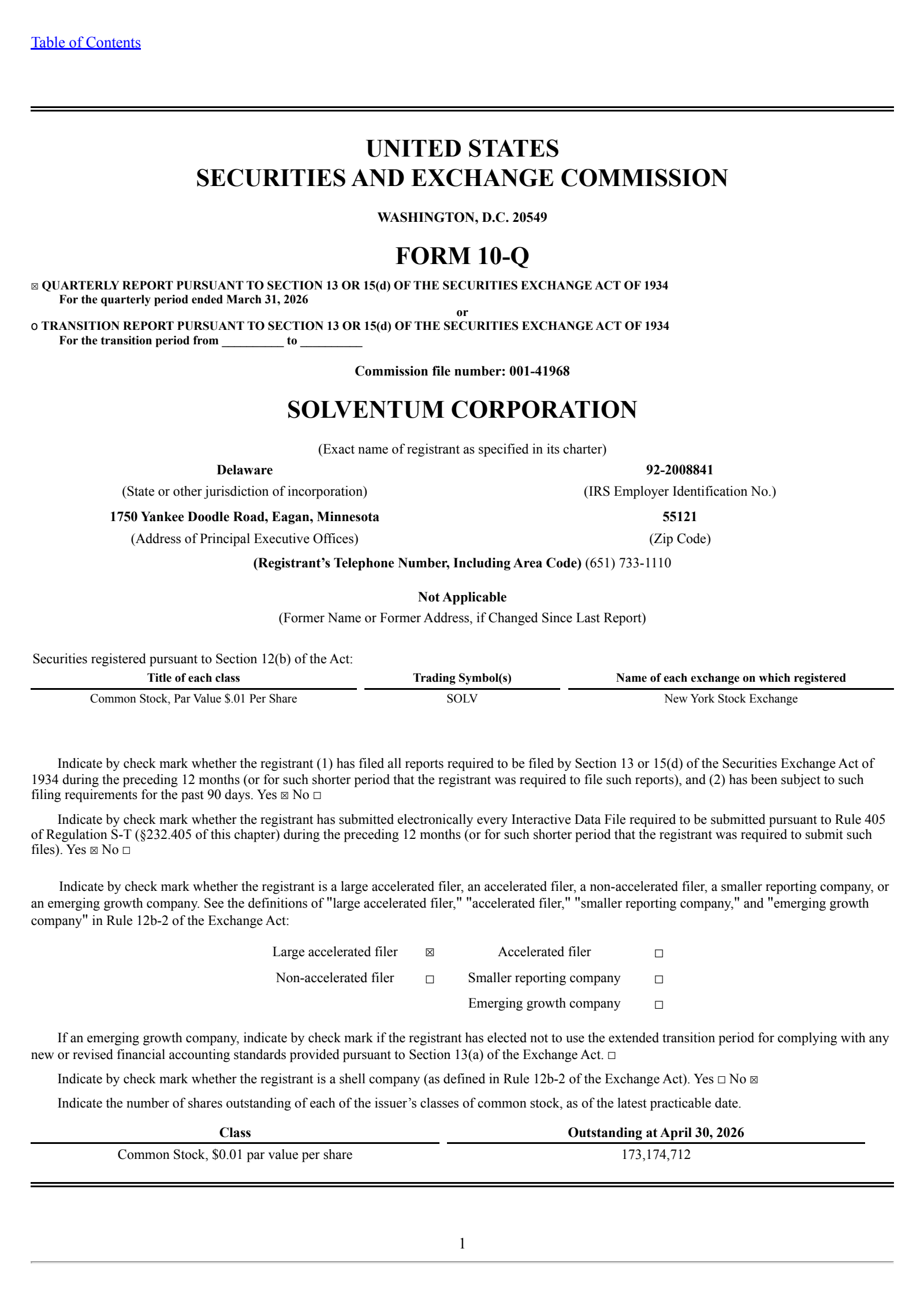 Solventum's Q1 2026 Quarterly report