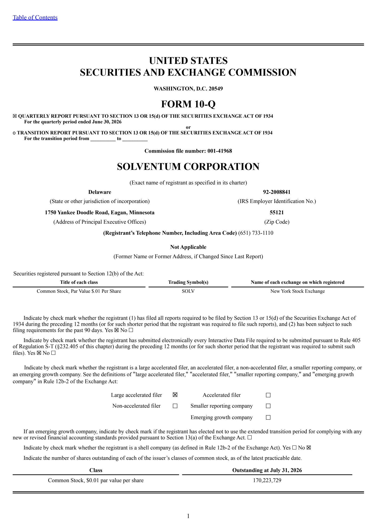 Solventum's Q2 2026 Quarterly report