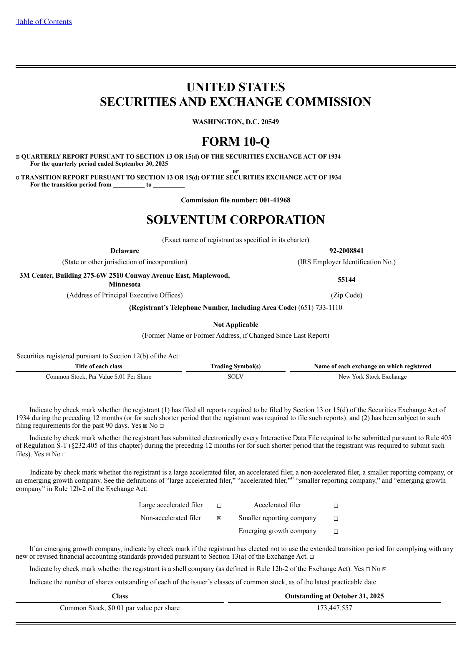 Solventum's Q3 2025 Quarterly Report
