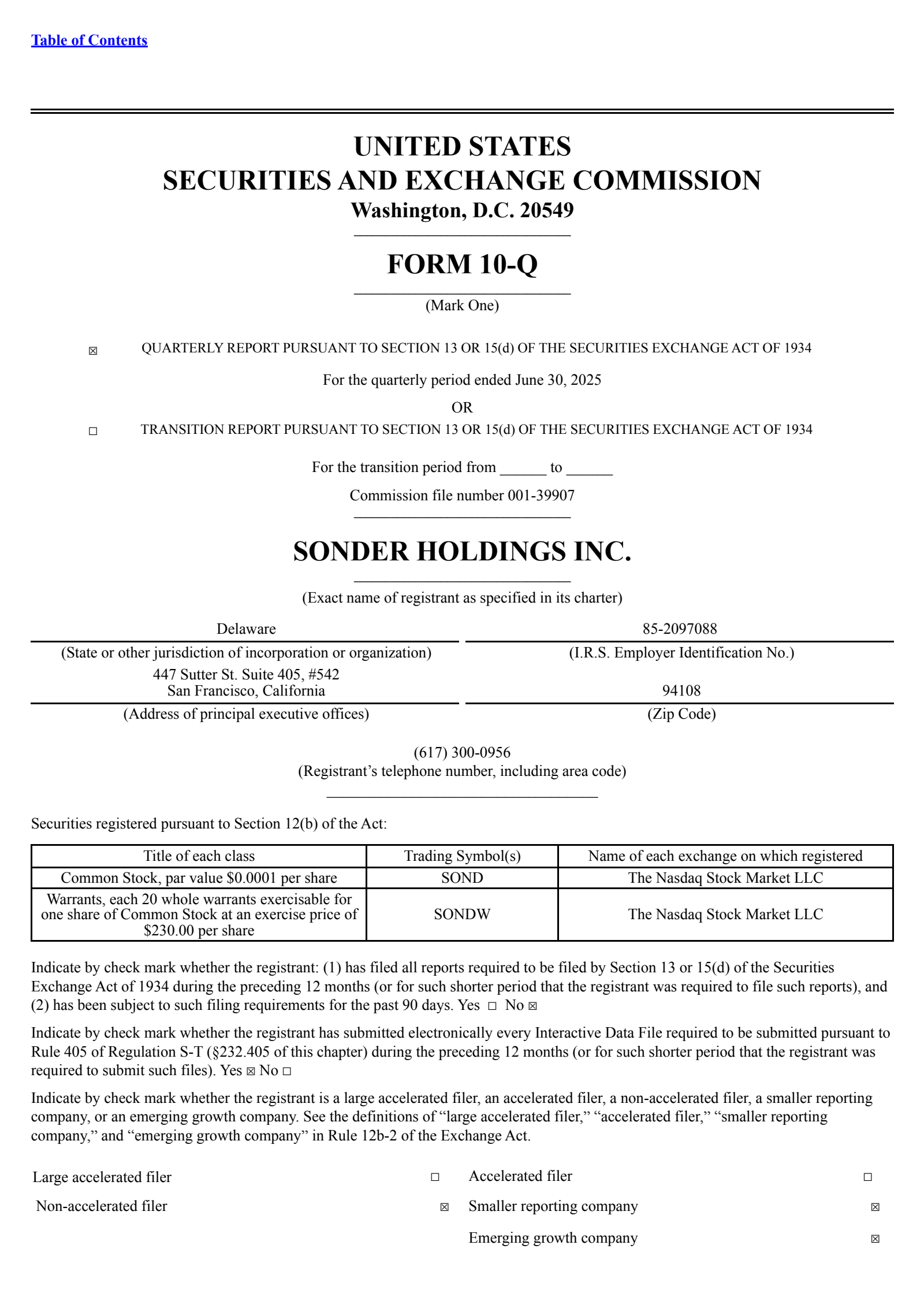 Sonder's Q1 2025 Quarterly Report