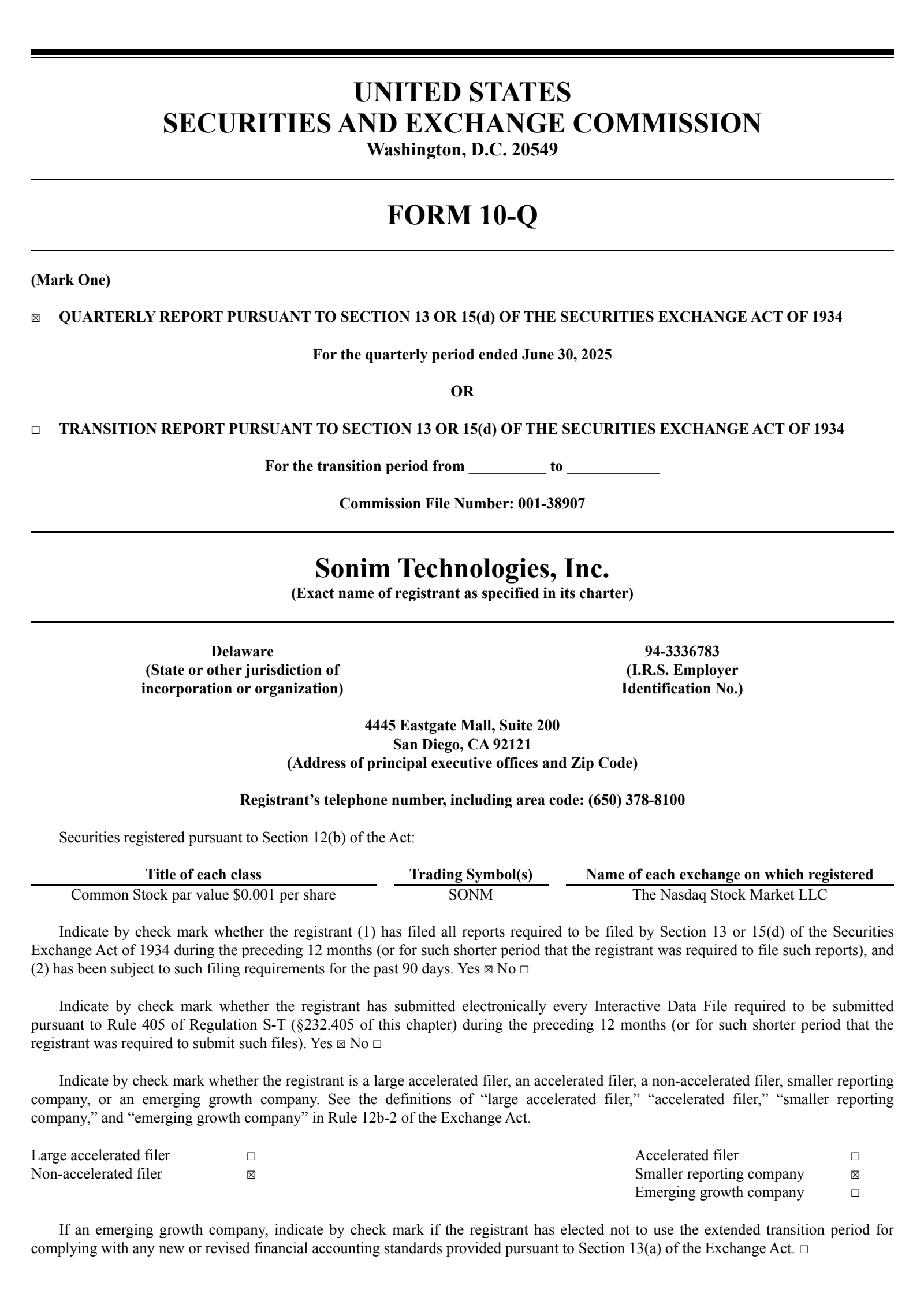 Sonim Technologies' Q2 2025 Quarterly report