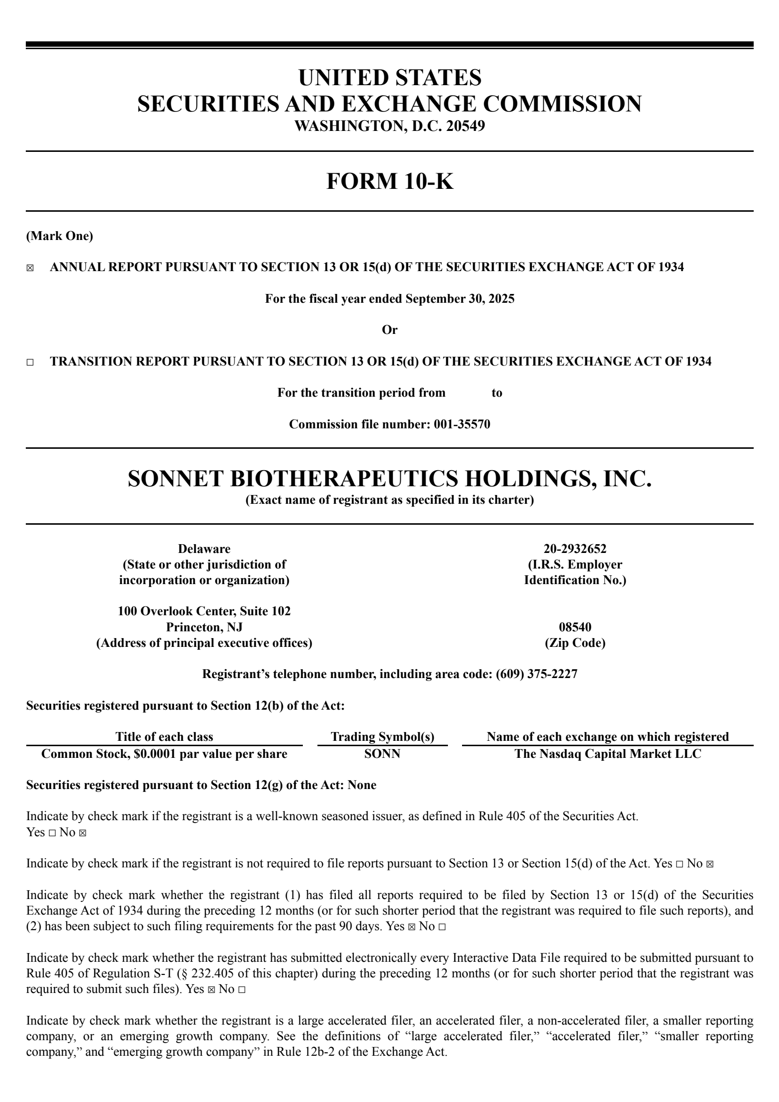 Sonnet BioTherapeutics' Q4 2025 Annual Report