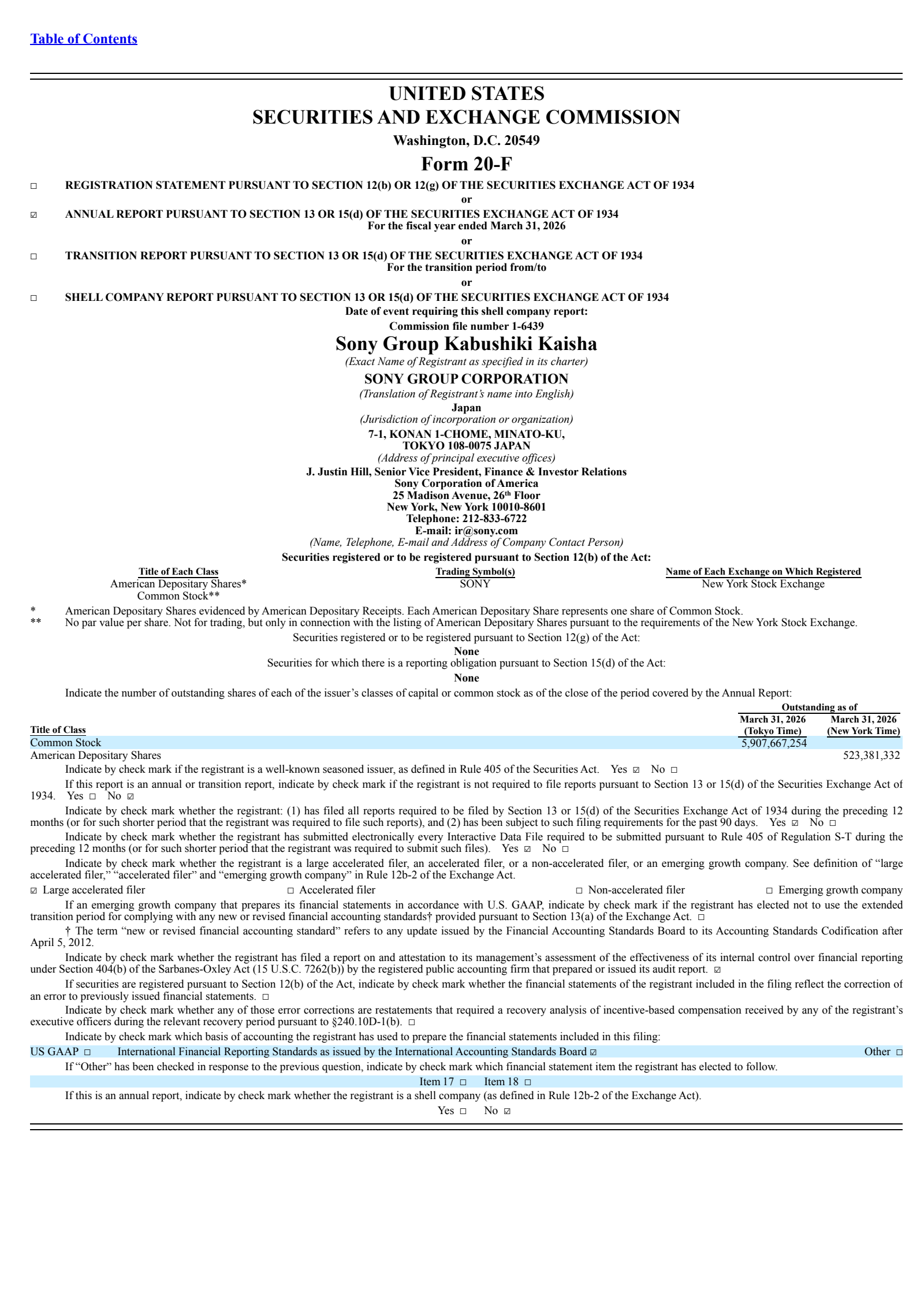 Sony's Q4 2026 Annual report