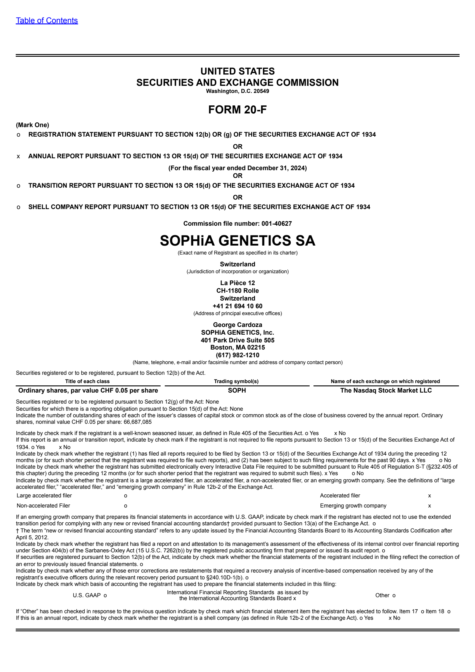 SOPHiA GENETICS's Q4 2024 Annual report