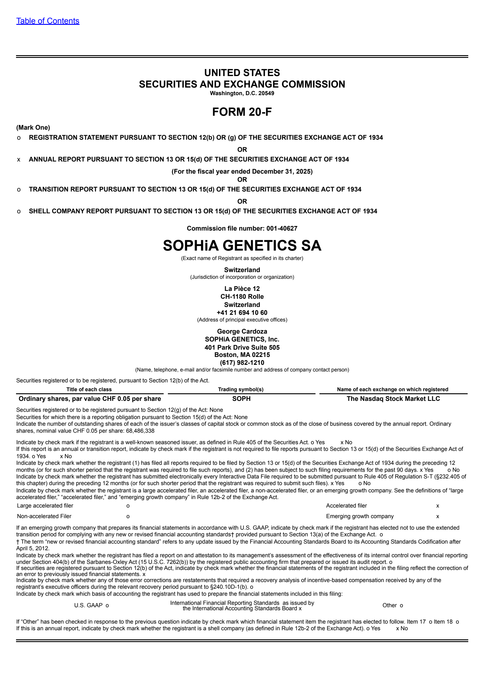 SOPHiA GENETICS's Q4 2025 Annual report