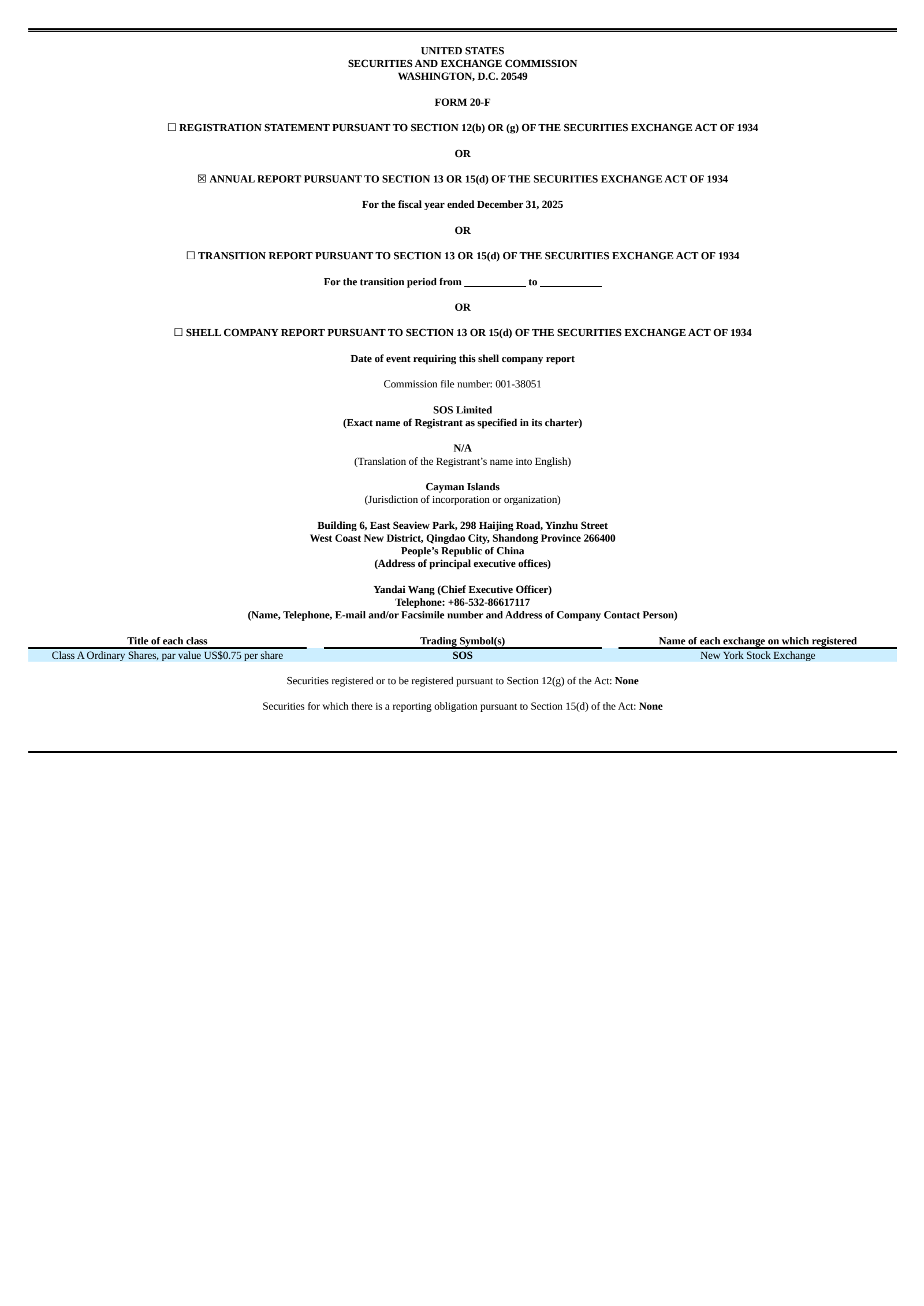 SOS's H2 2025 Annual report