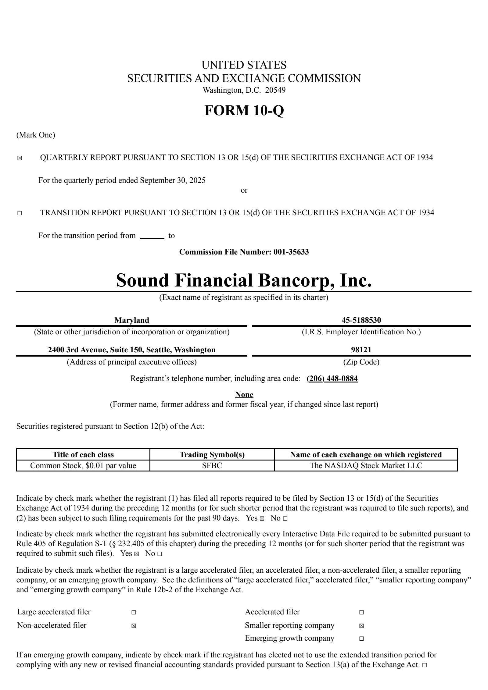 Sound Financial Bancorp's Q3 2025 Quarterly Report