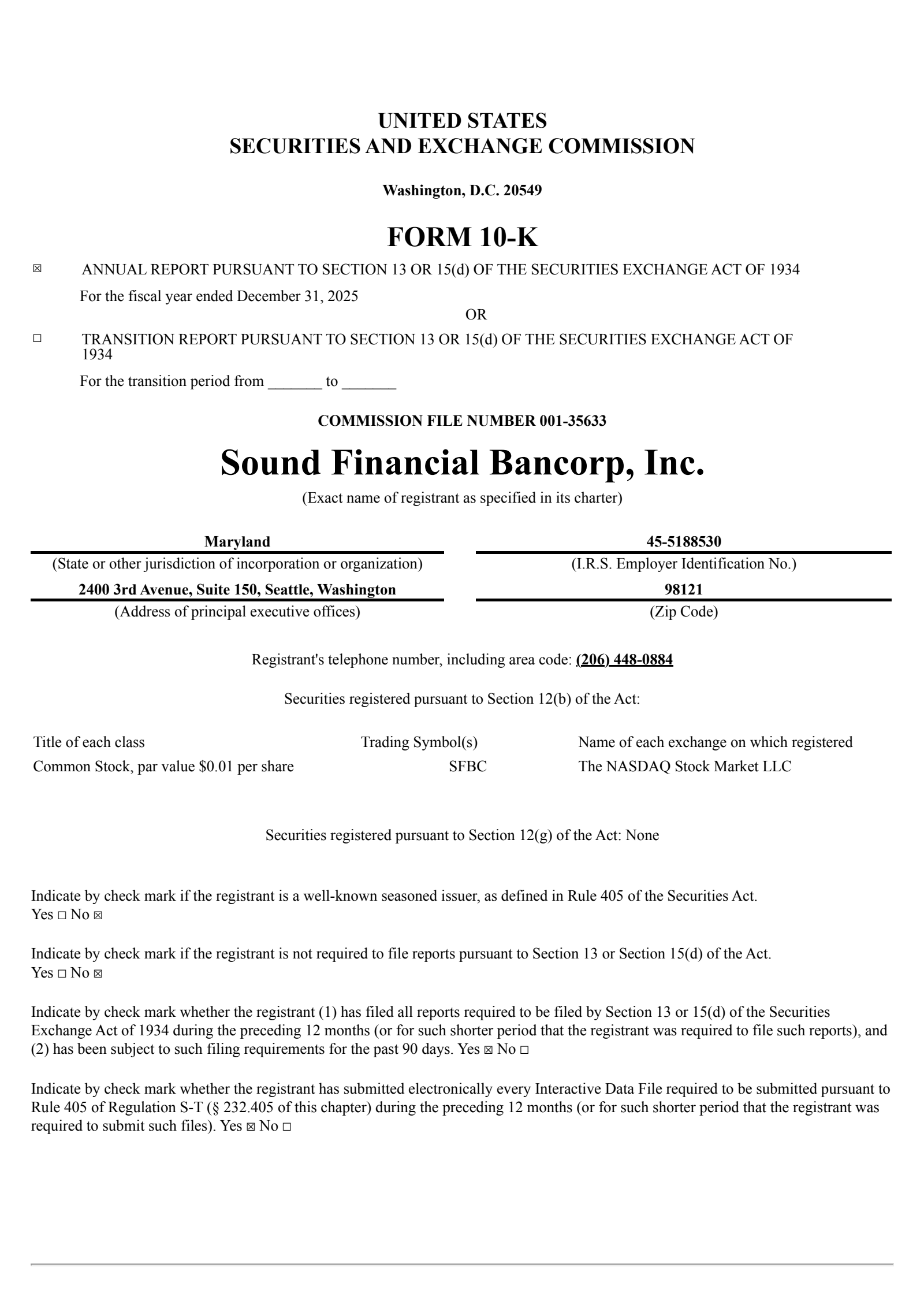 Sound Financial Bancorp's Q4 2025 Annual report