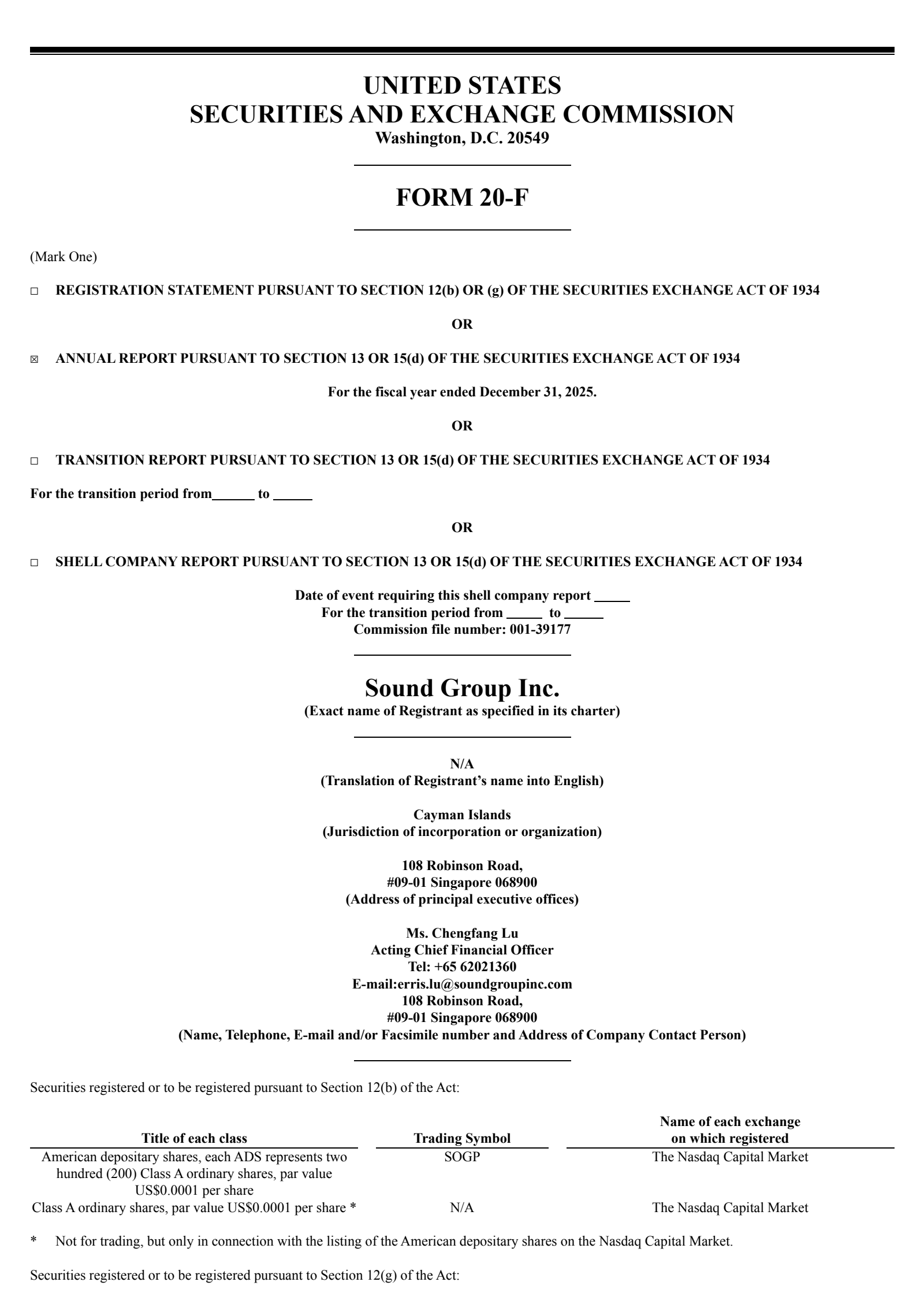 Sound Group's Q4 2025 Annual report