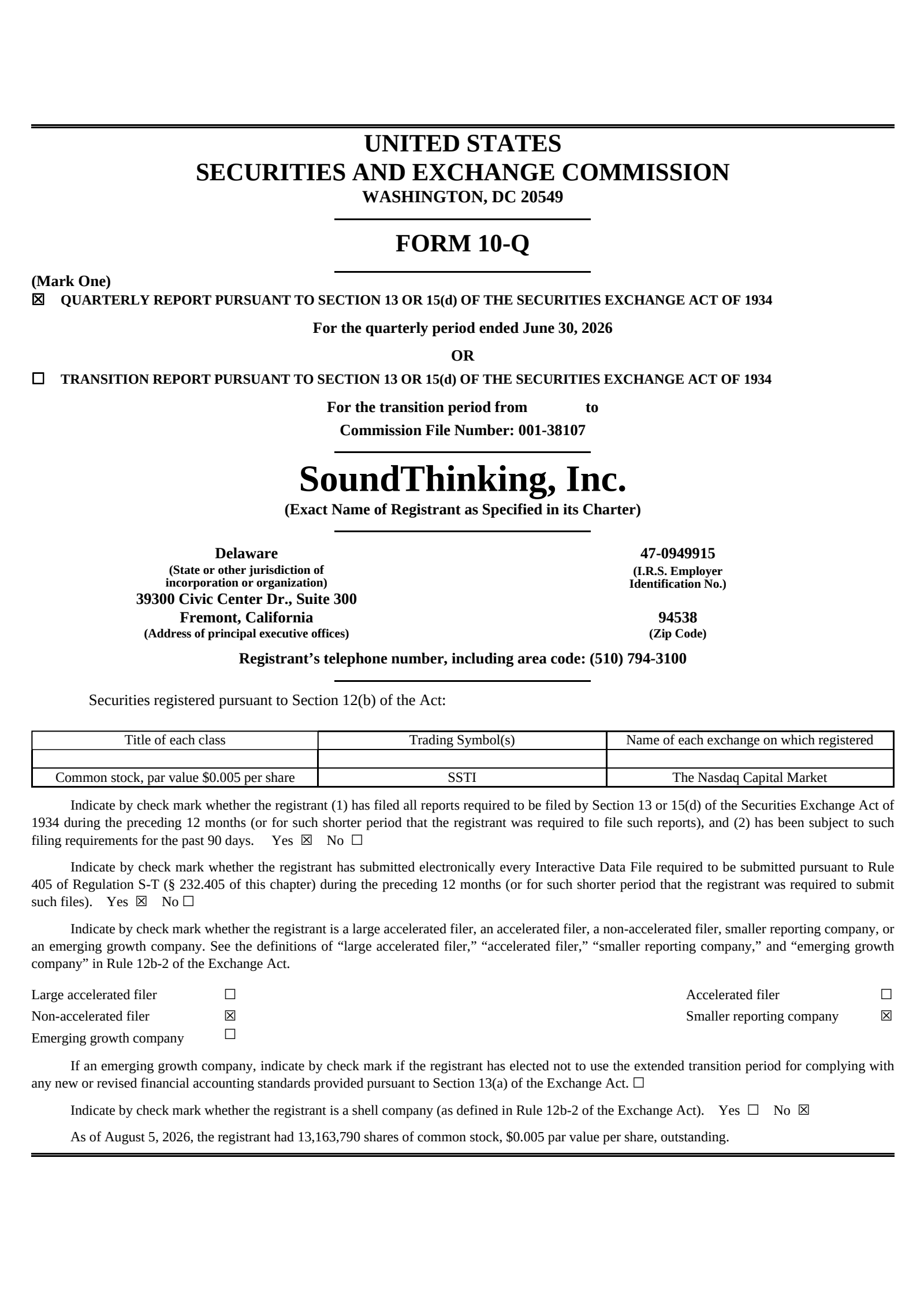 SoundThinking's Q2 2026 Quarterly report