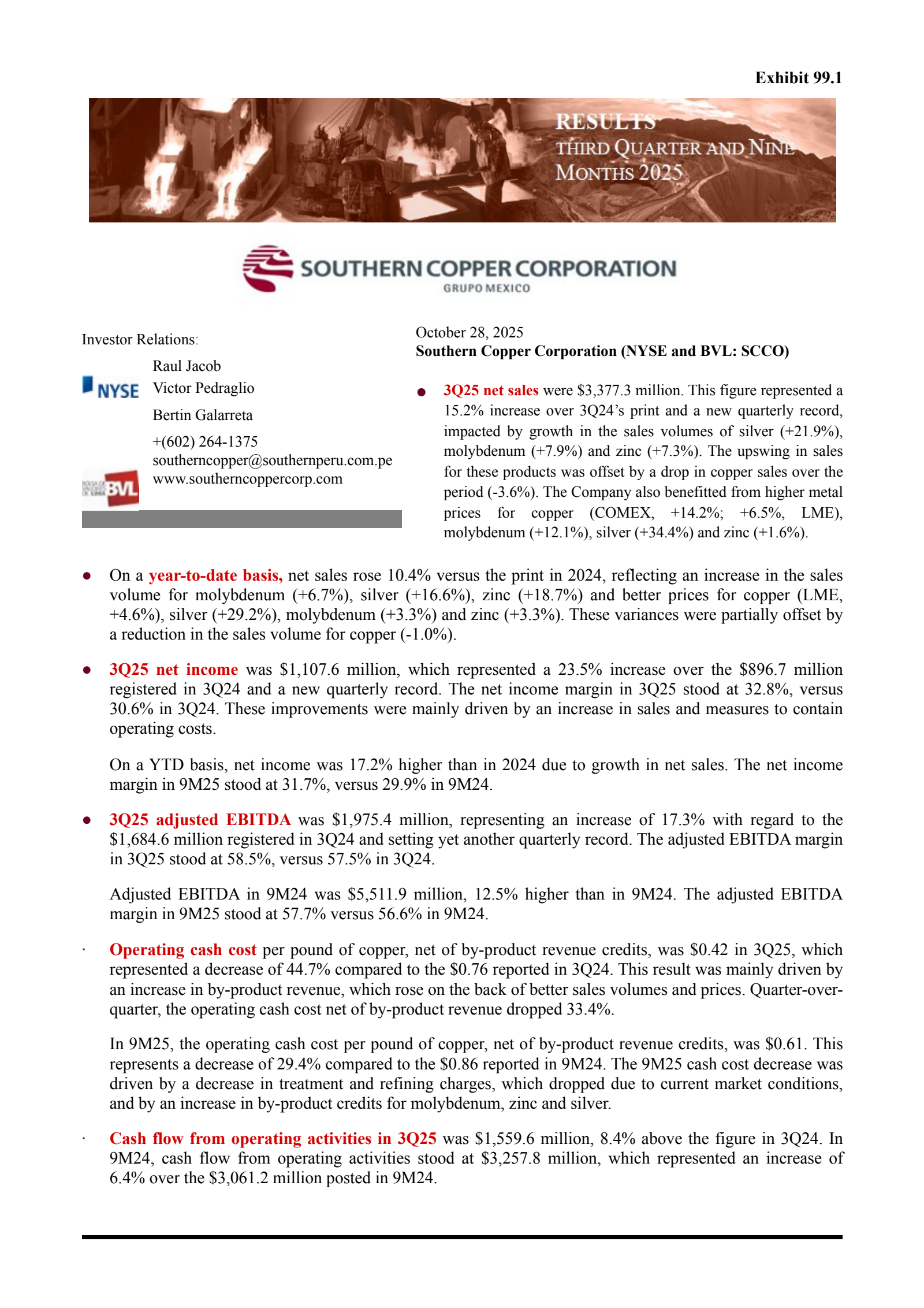 Southern Copper's Q3 2025 Earnings Release