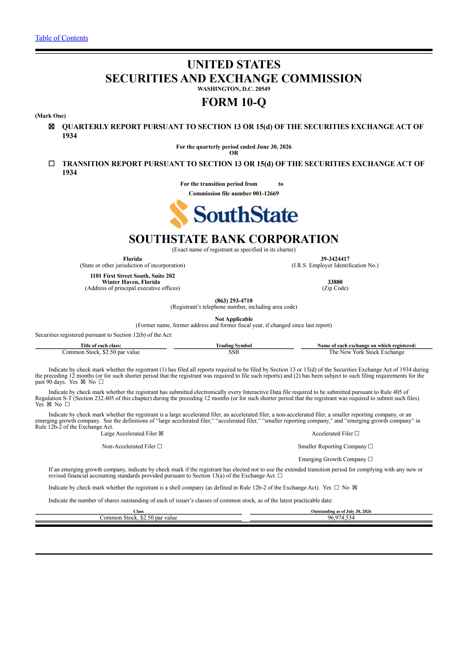 SouthState Bank's Q2 2026 Quarterly report