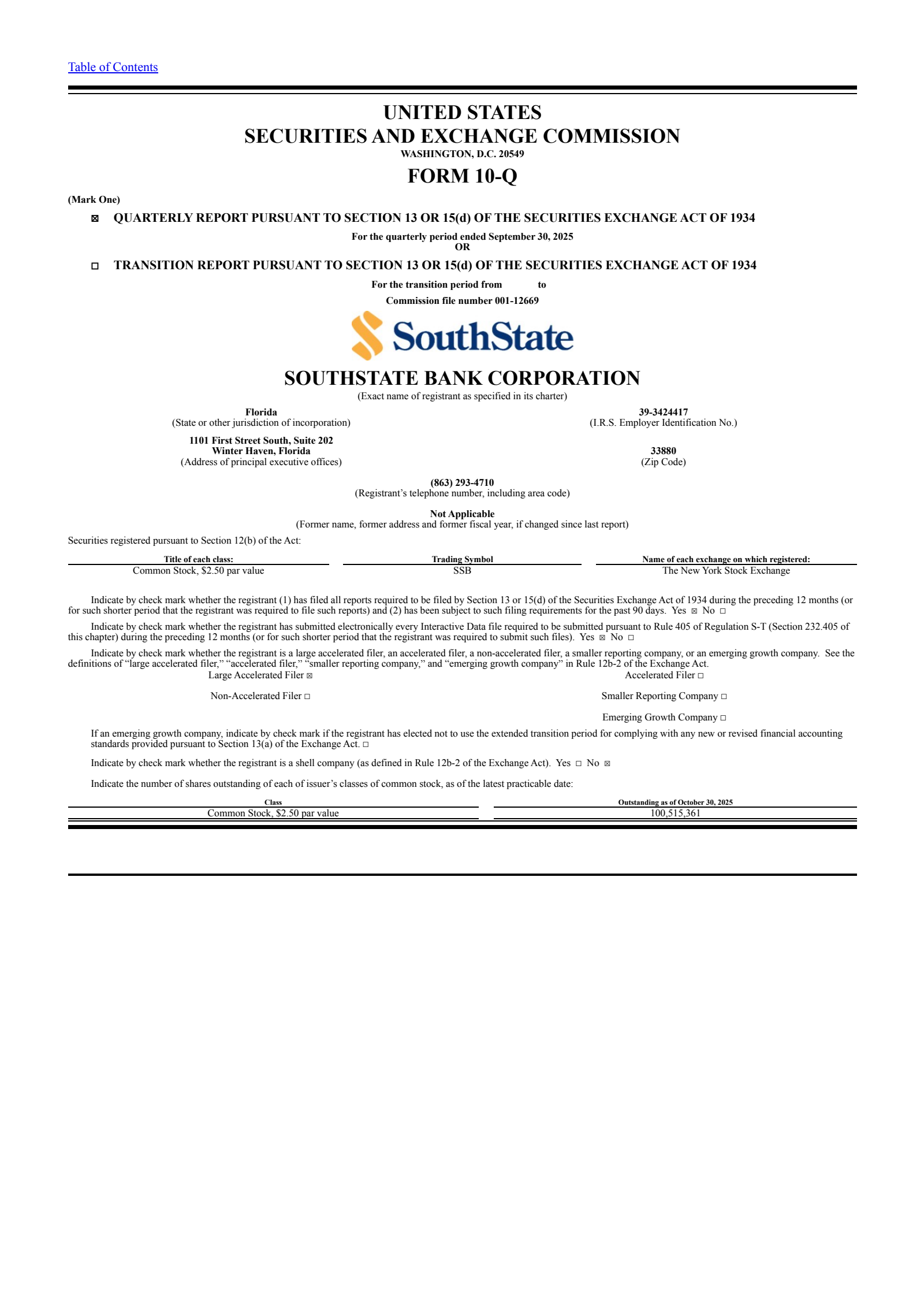 SouthState Bank's Q3 2025 Quarterly Report
