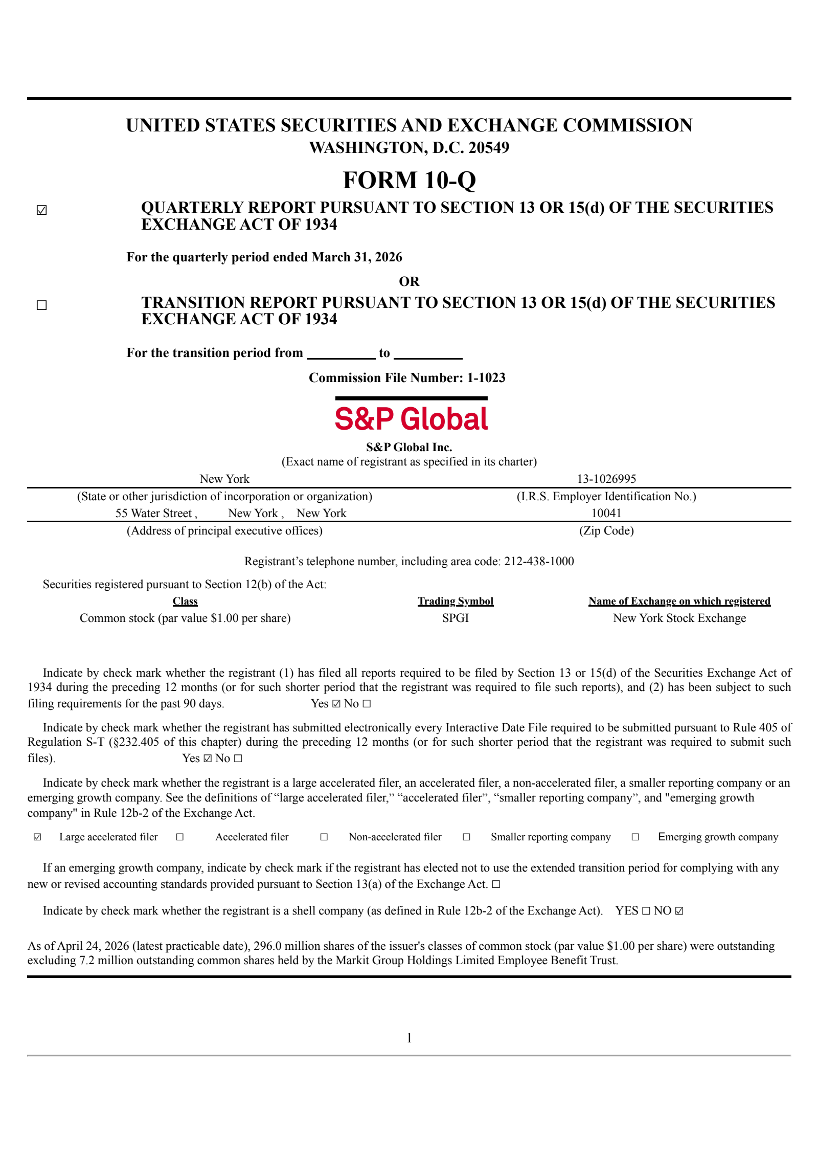 S&P Global's Q1 2026 Quarterly report