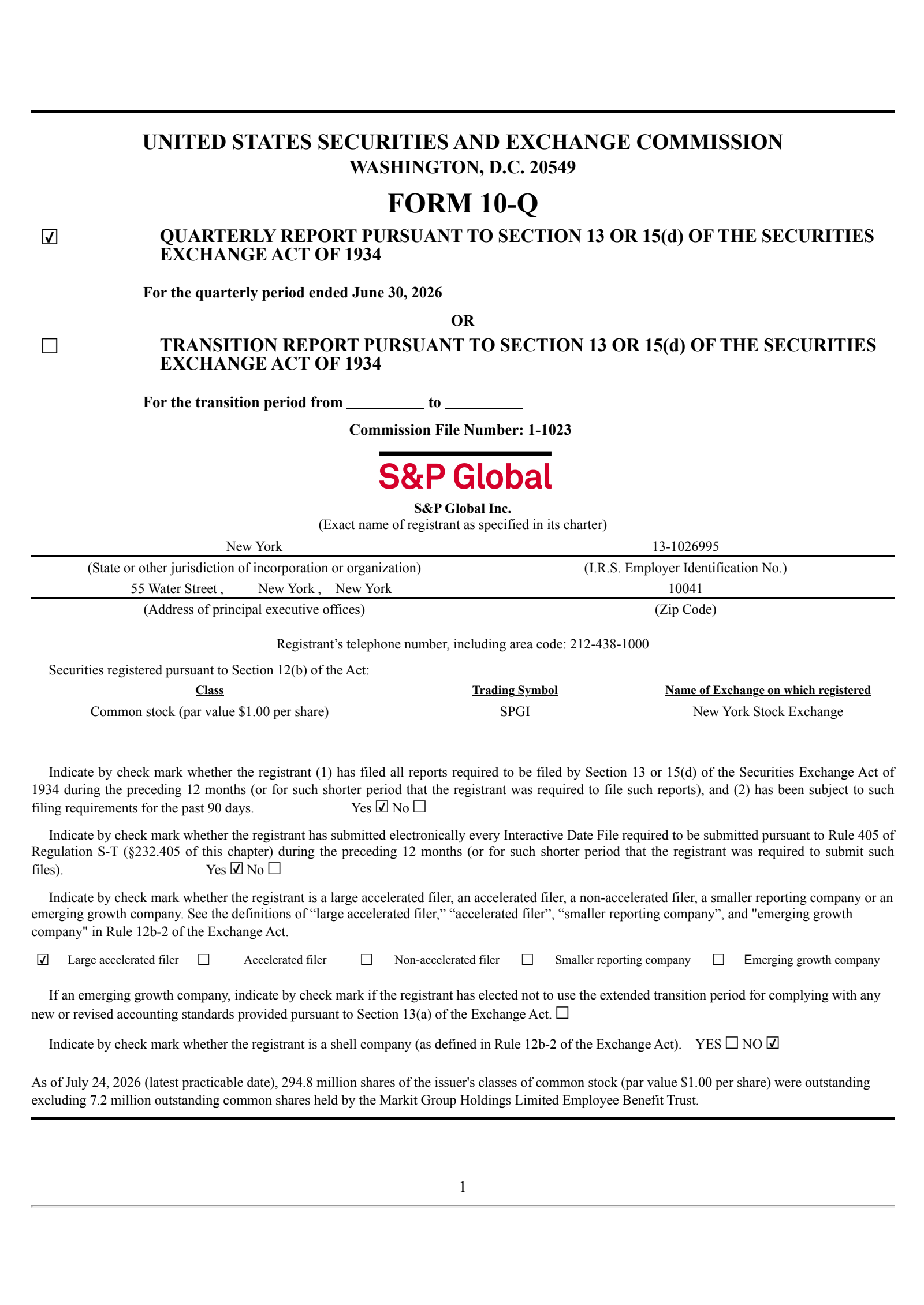 S&P Global's Q2 2026 Quarterly report