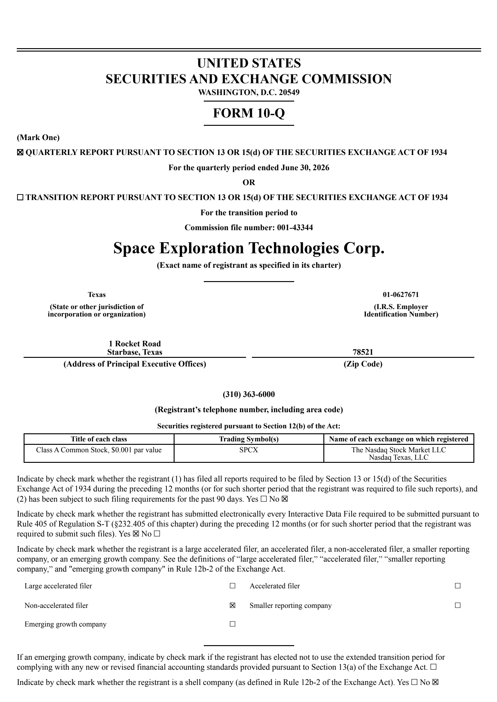 SpaceX's Q2 2026 Quarterly report