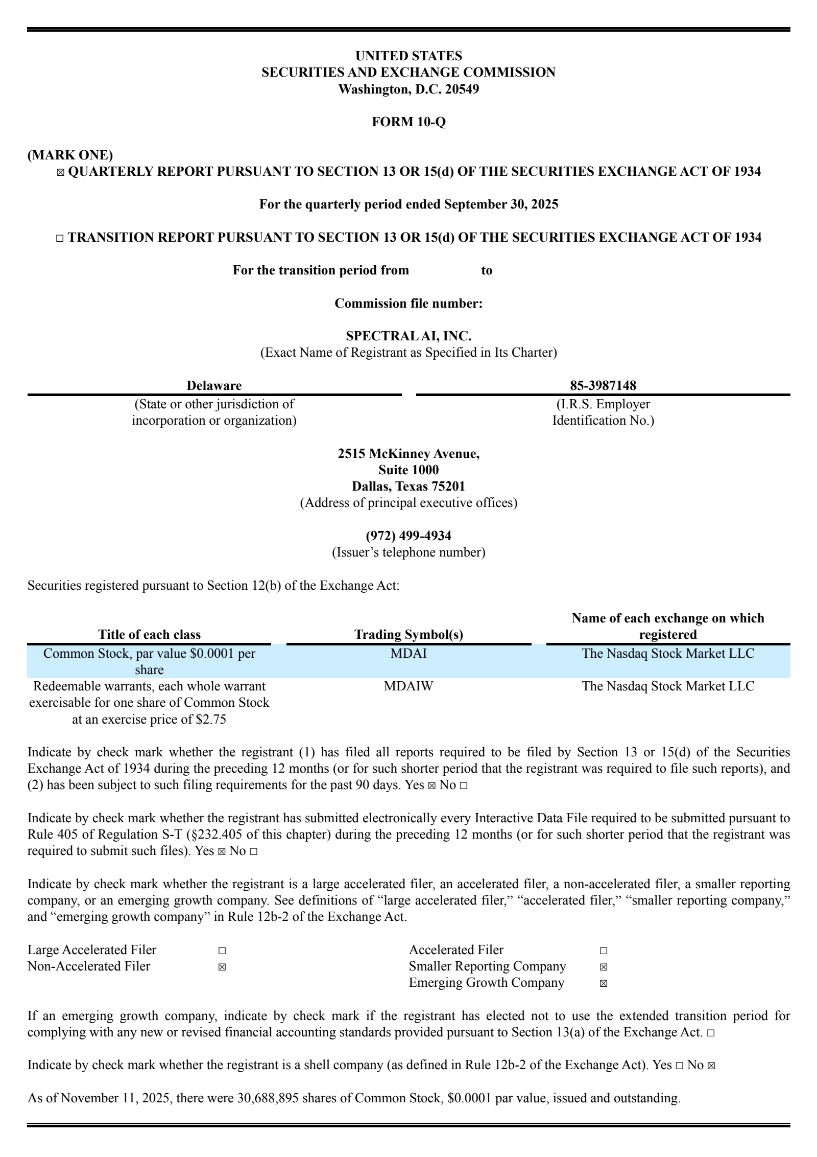 Spectral AI's Q3 2025 Quarterly Report