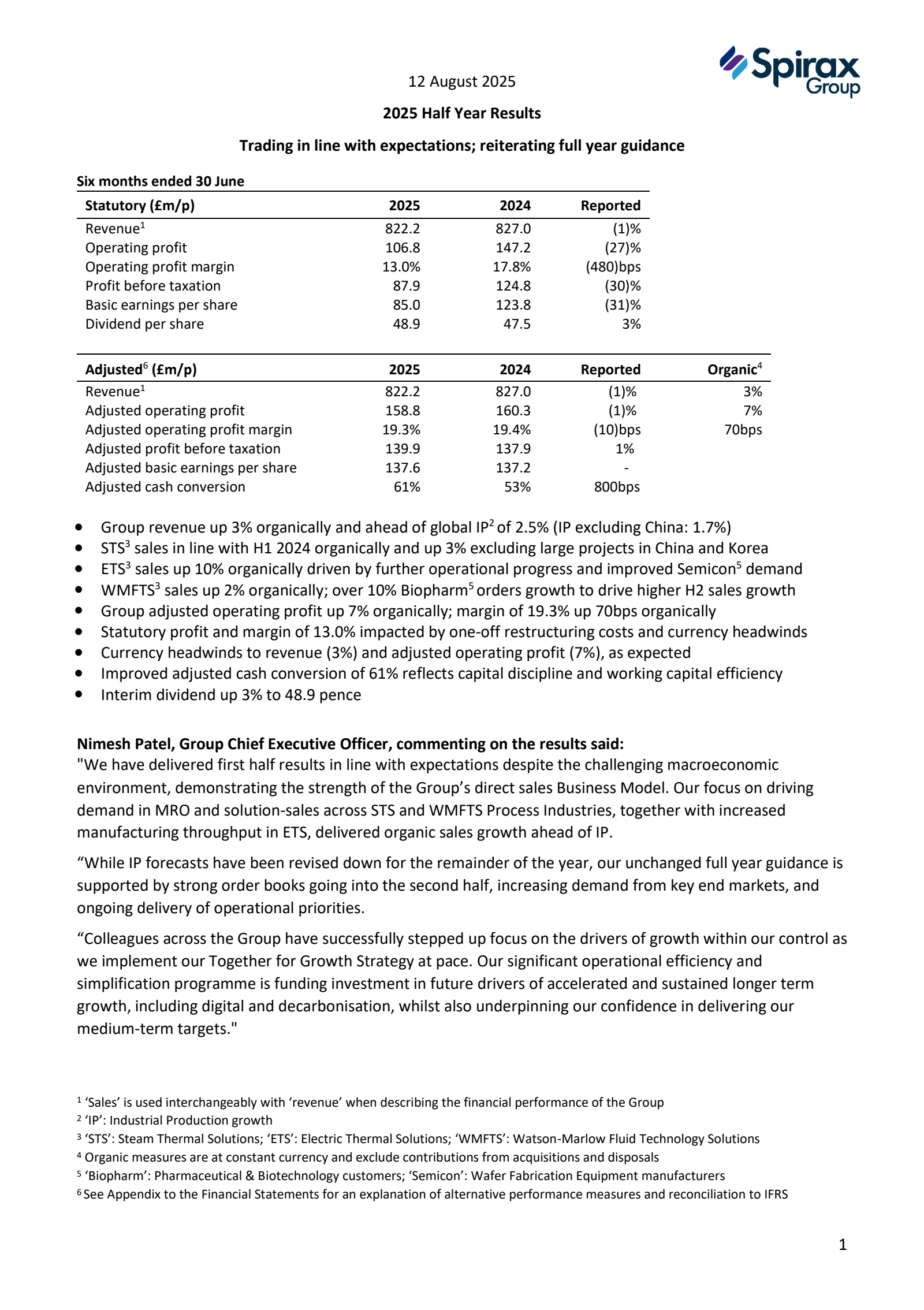 Spirax-Sarco Engineering's H1 2025 Interim report