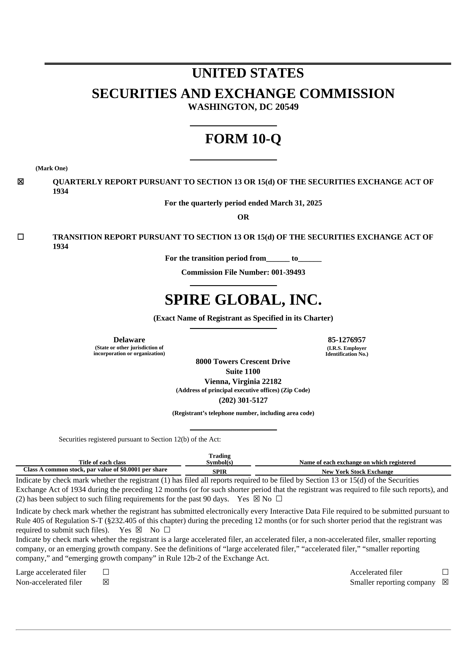 Spire Global's Q1 2025 Quarterly report