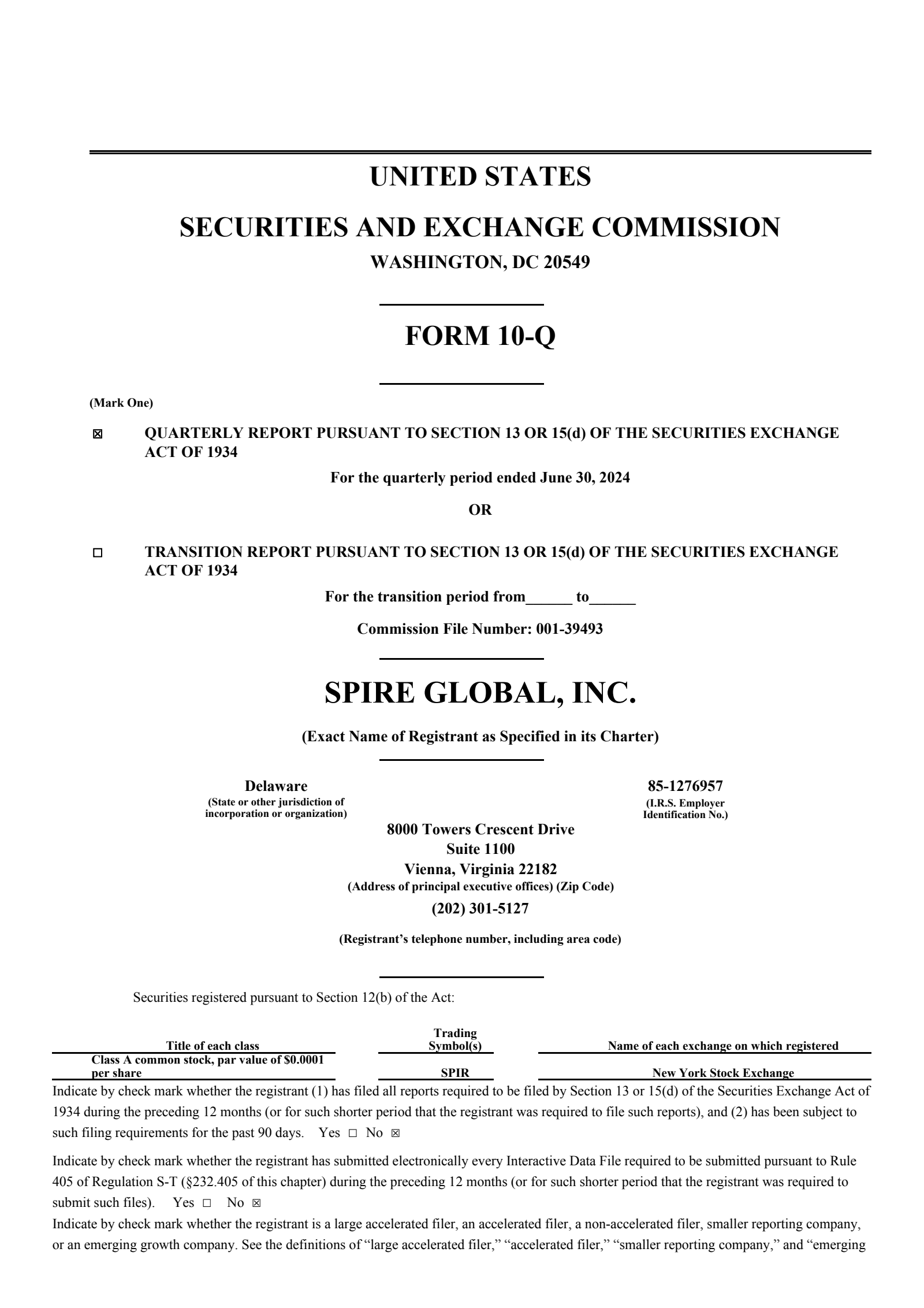 Spire Global's Q2 2024 Quarterly report