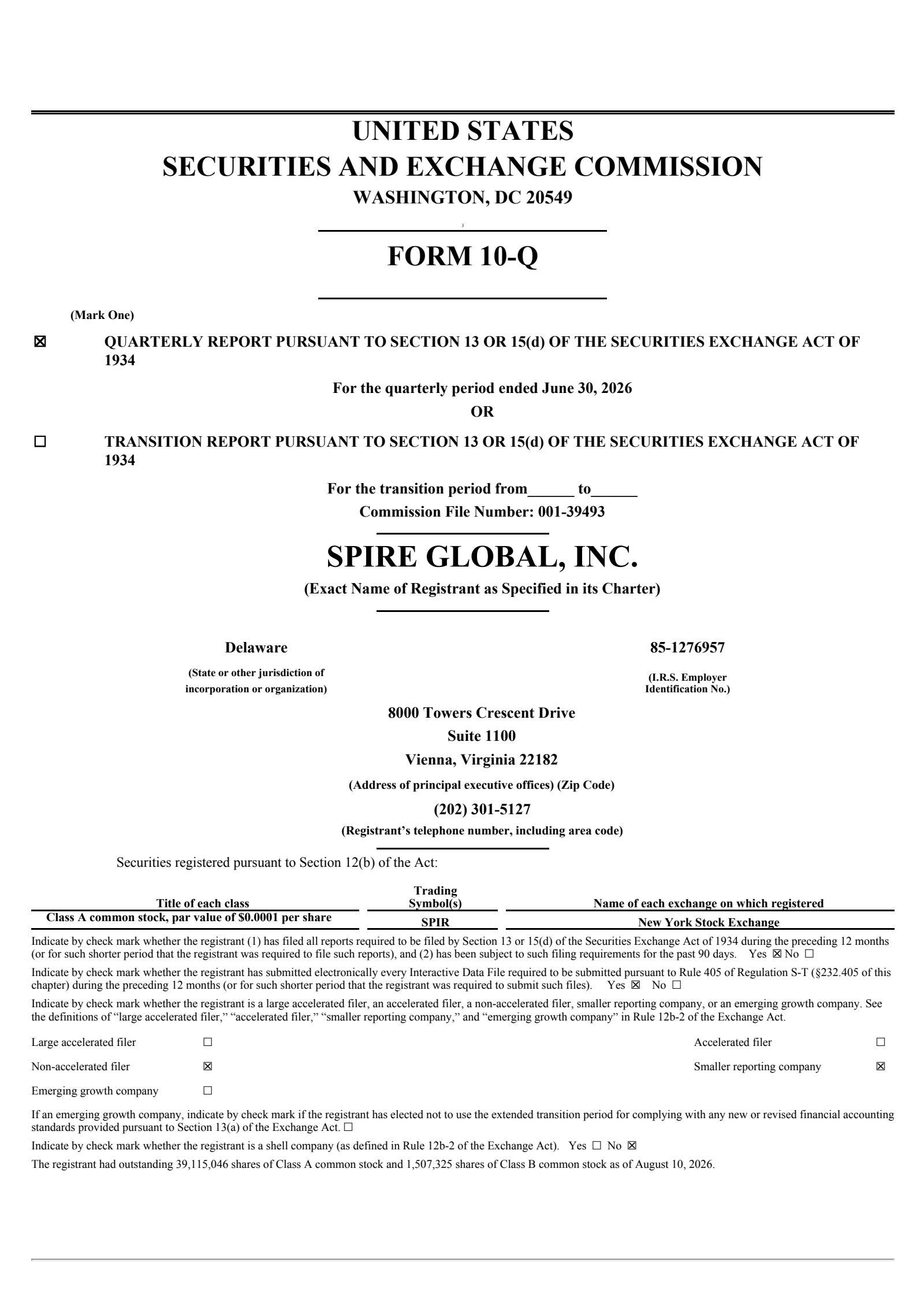 Spire Global's Q2 2026 Quarterly report