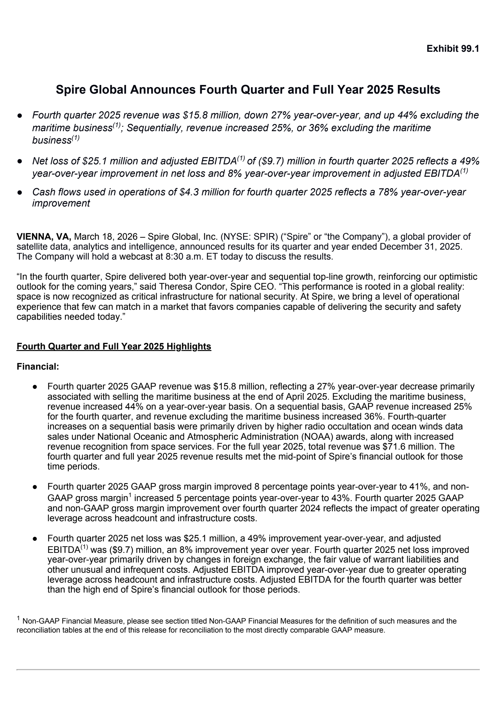 Spire Global's Q4 2025 Press Release