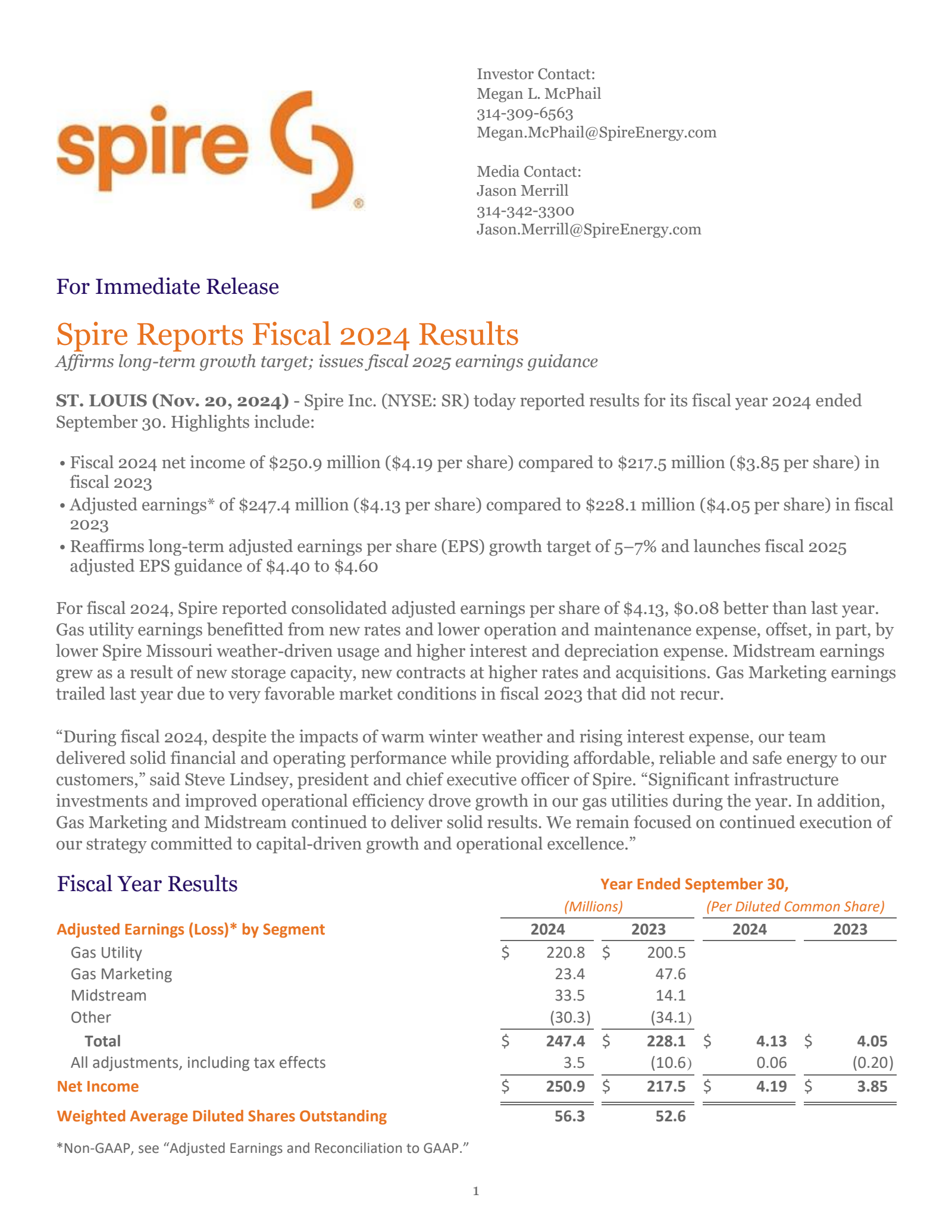 Spire's Q4 2024 Press Release