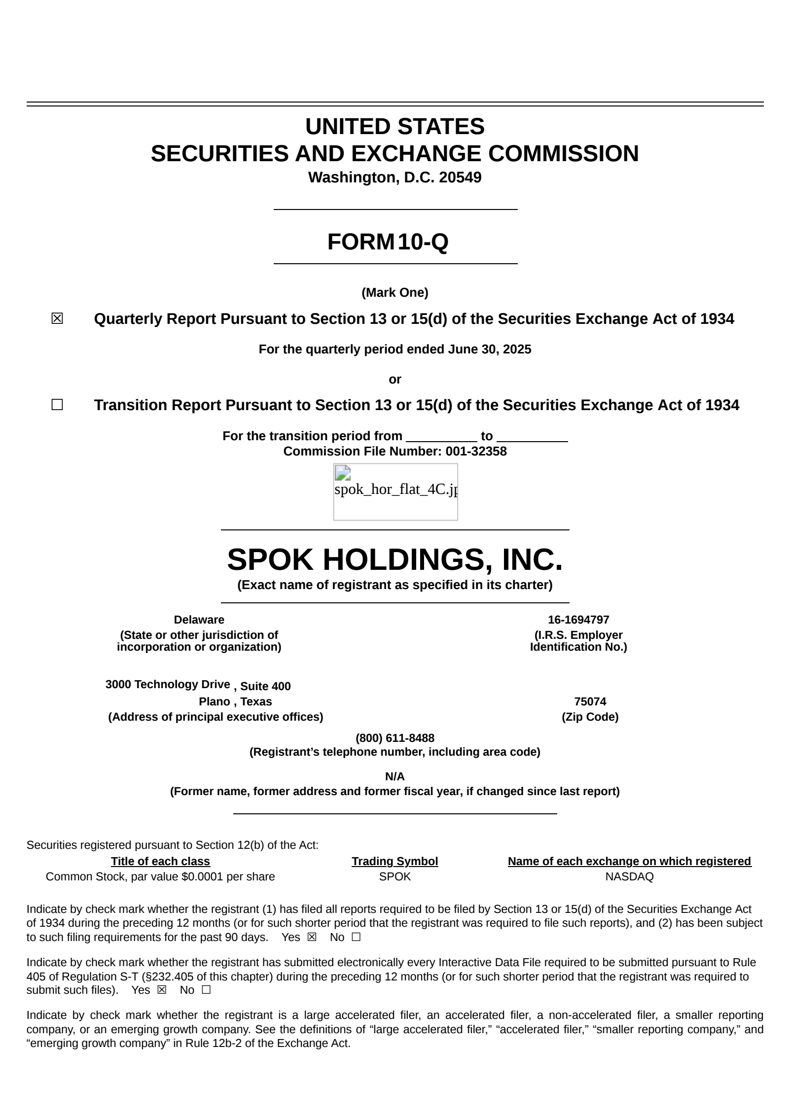 Spok's Q2 2025 Quarterly report