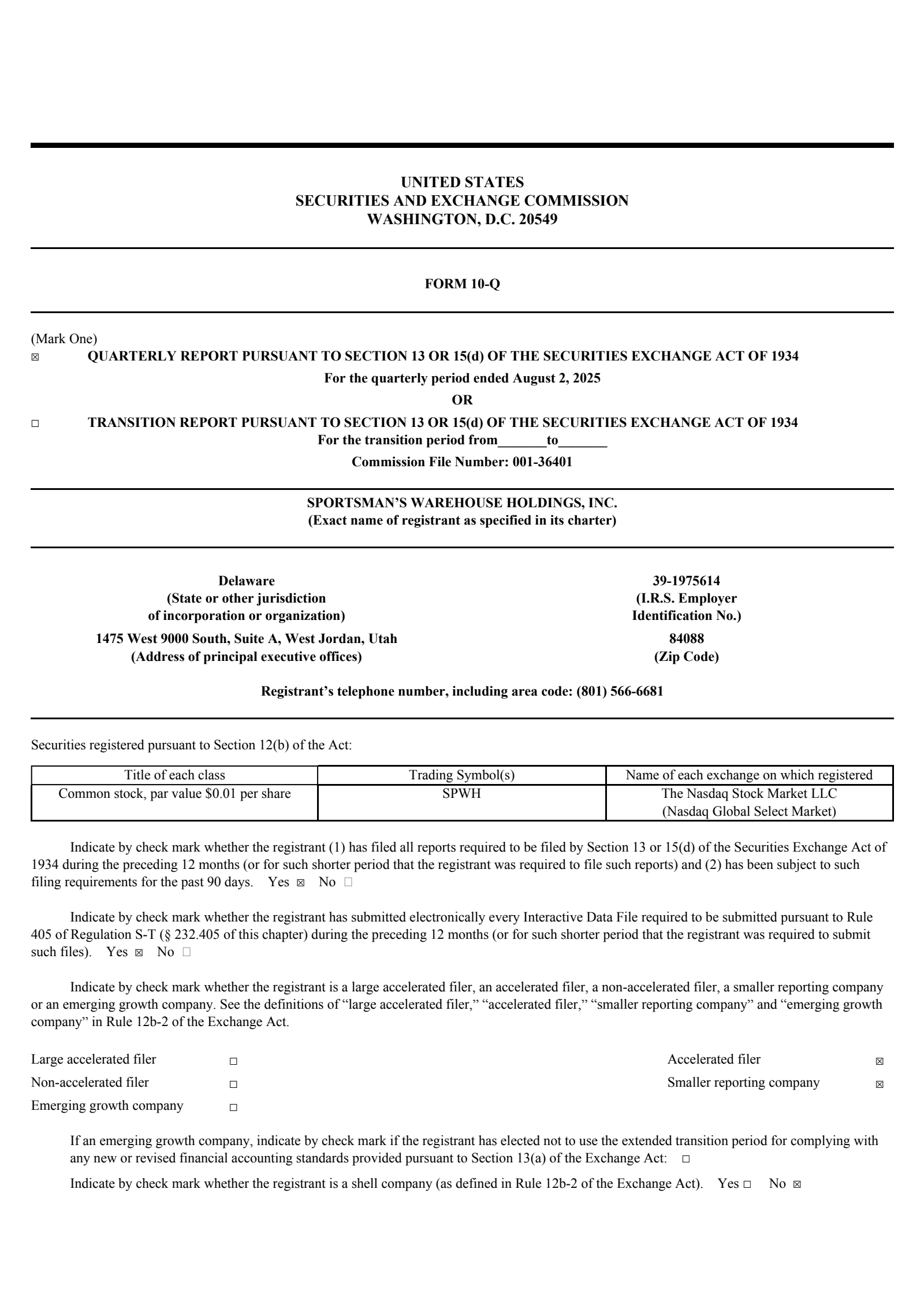 Sportsman's Warehouse's Q2 2026 Quarterly report