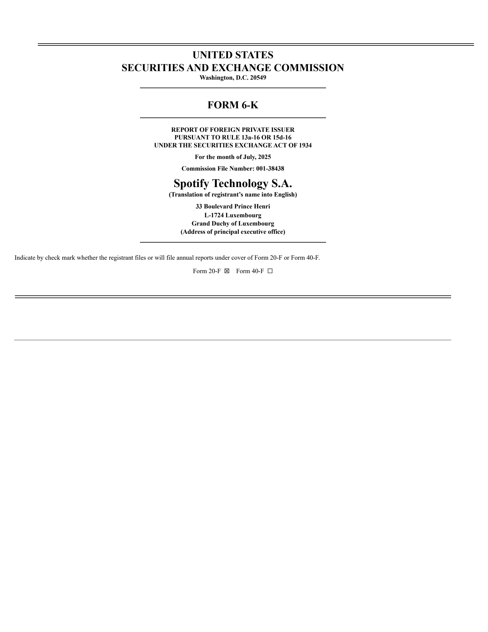 Spotify Technology's Q2 2025 Press Release