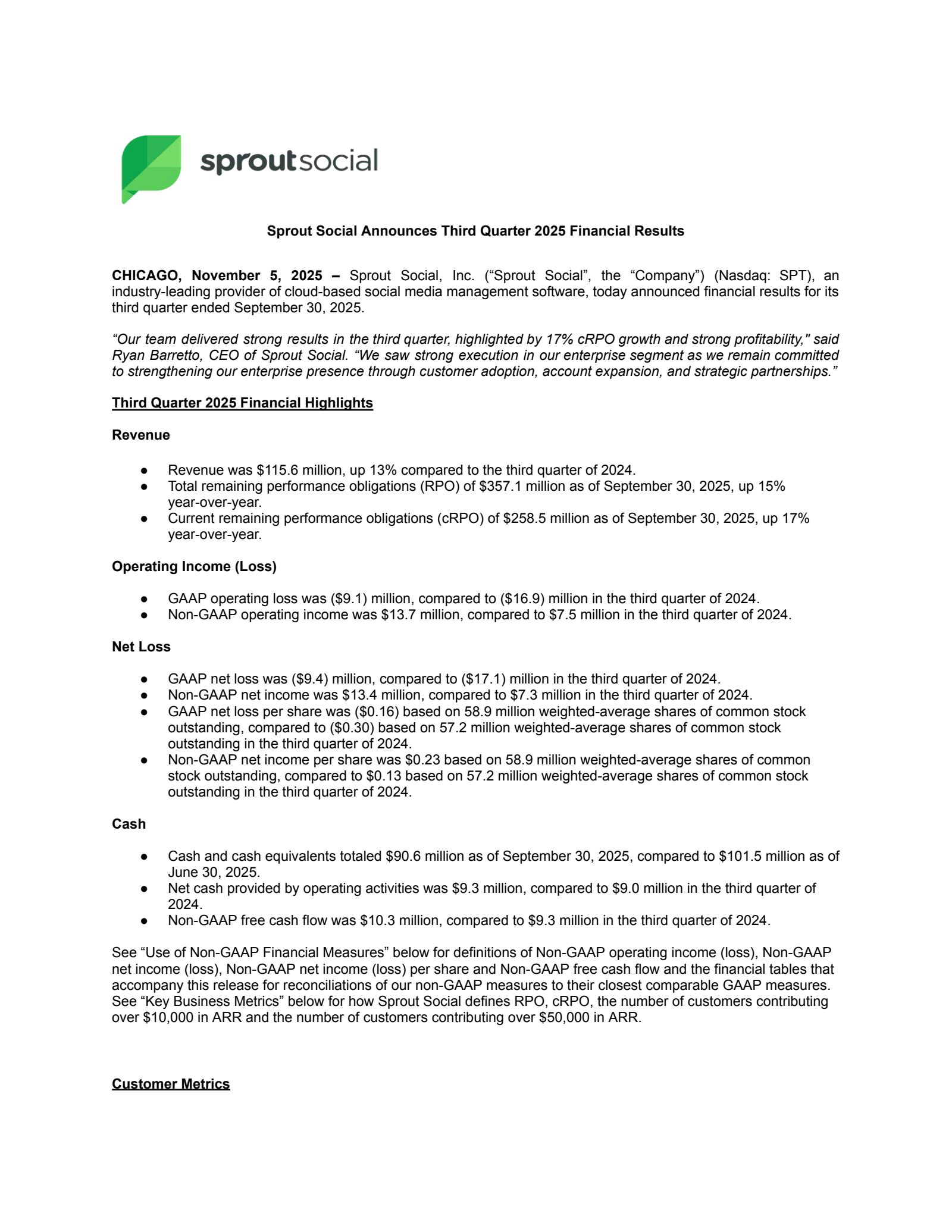 Sprout Social's Q3 2025 Earnings Release