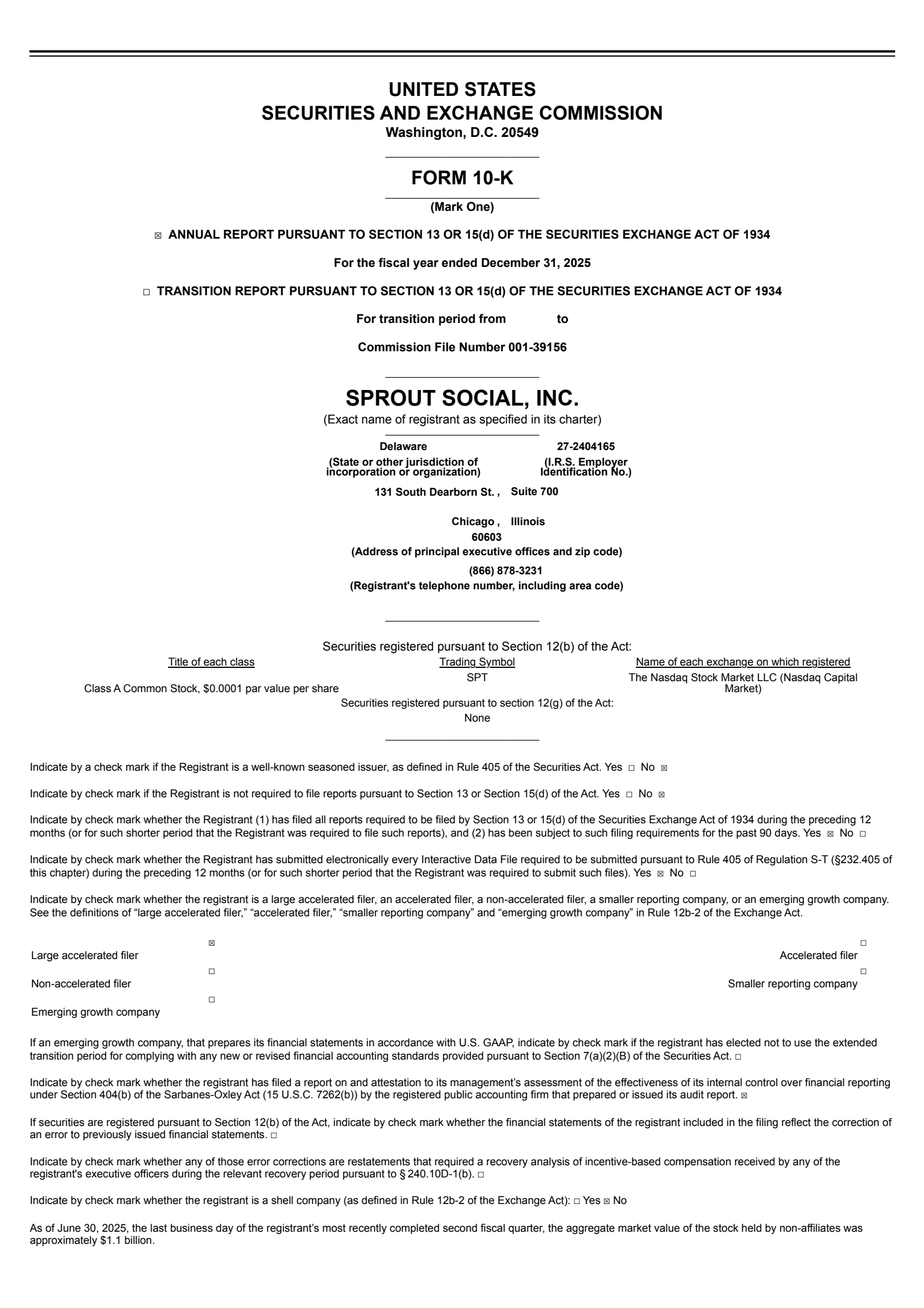 Sprout Social's Q4 2025 Annual report