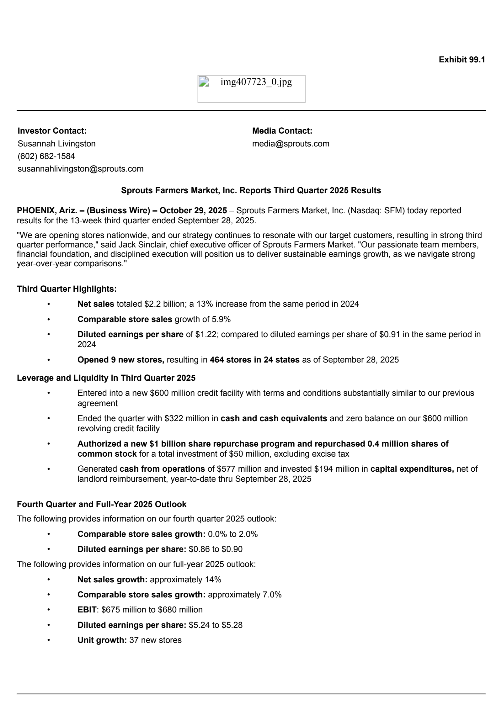 Sprouts Farmers Market's Q3 2025 Earnings Release
