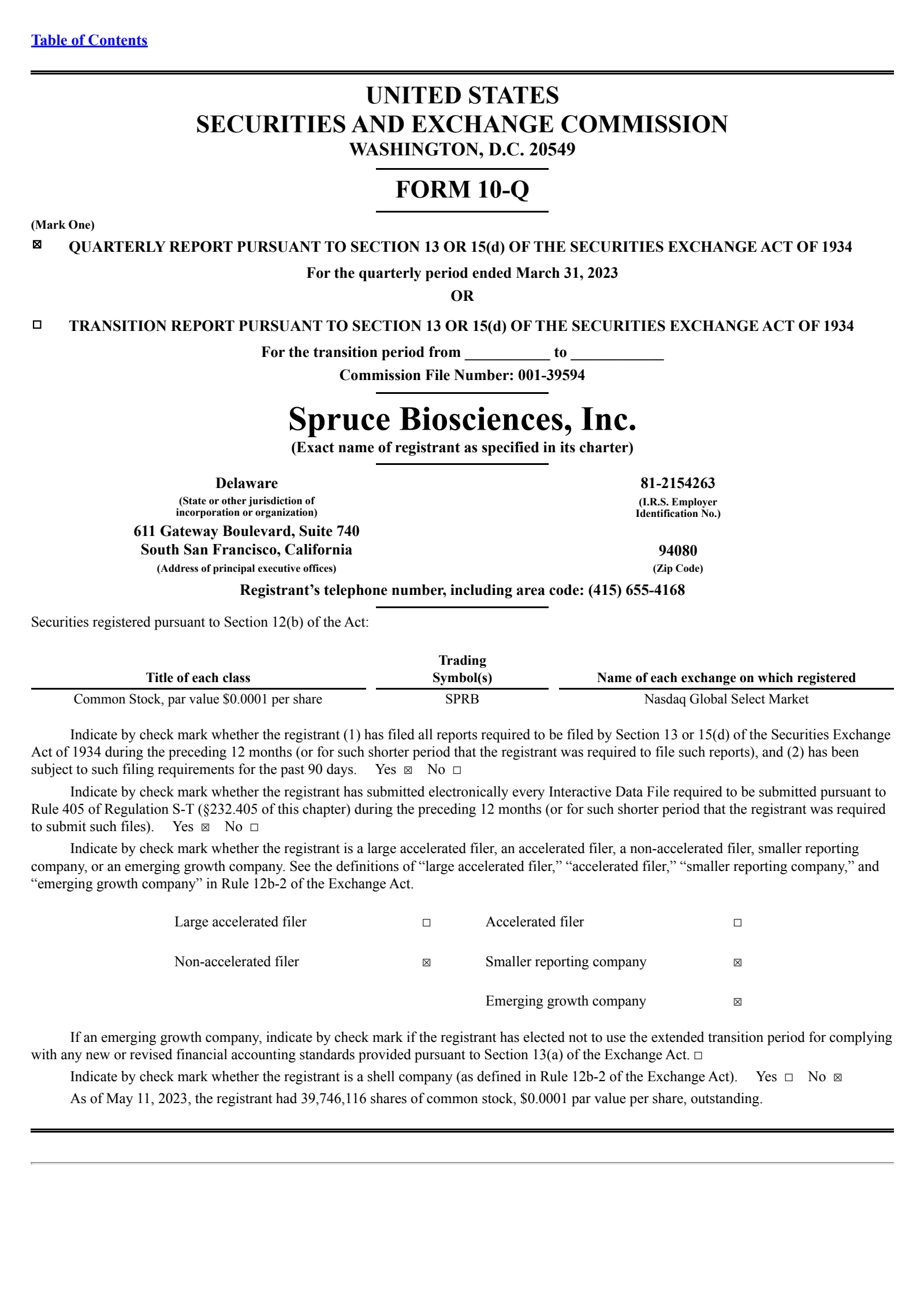 Spruce Biosciences' Q1 2023 Quarterly report