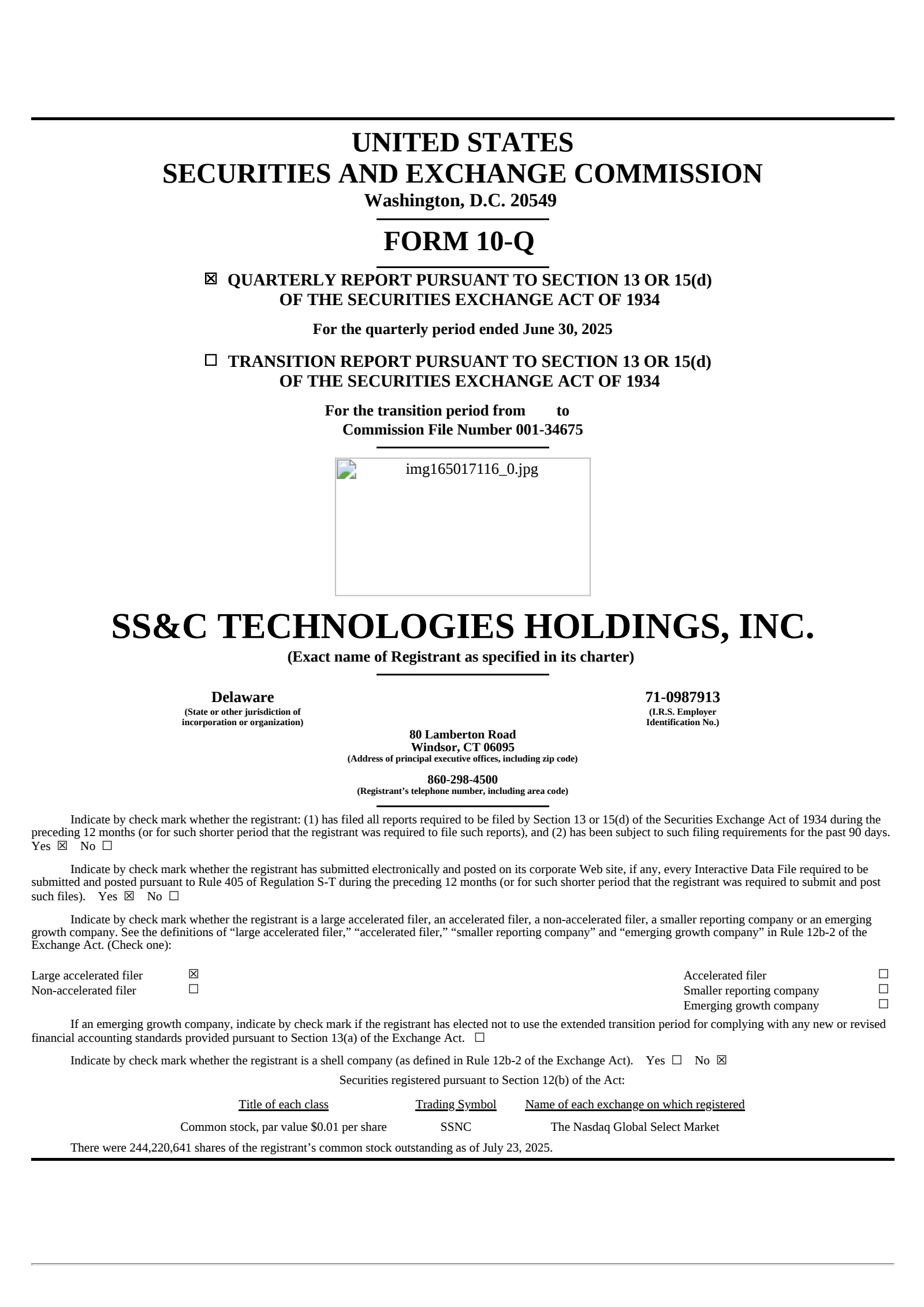 SS&C Technologies' Q2 2025 Quarterly report