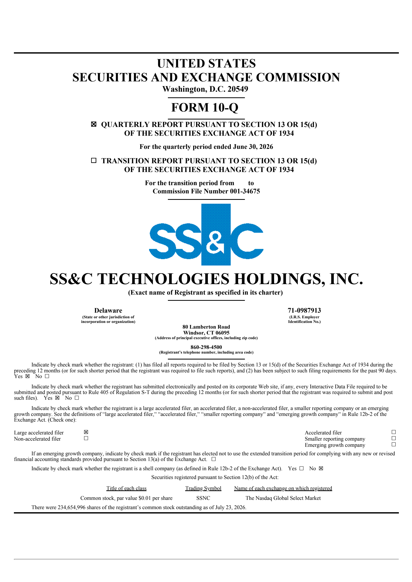 SS&C Technologies' Q2 2026 Quarterly report