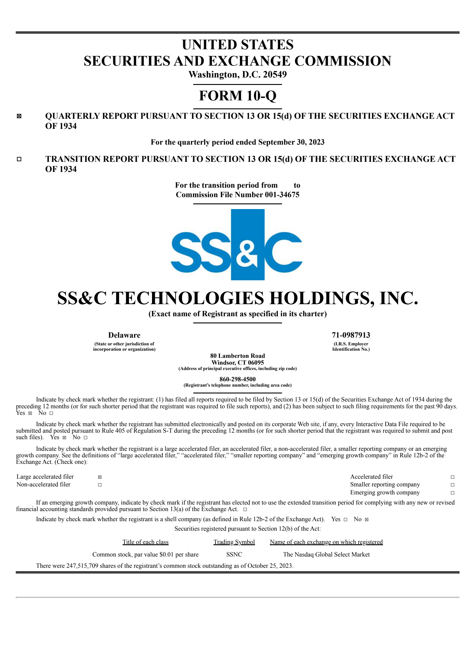 SS&C Technologies' Q3 2023 Quarterly report