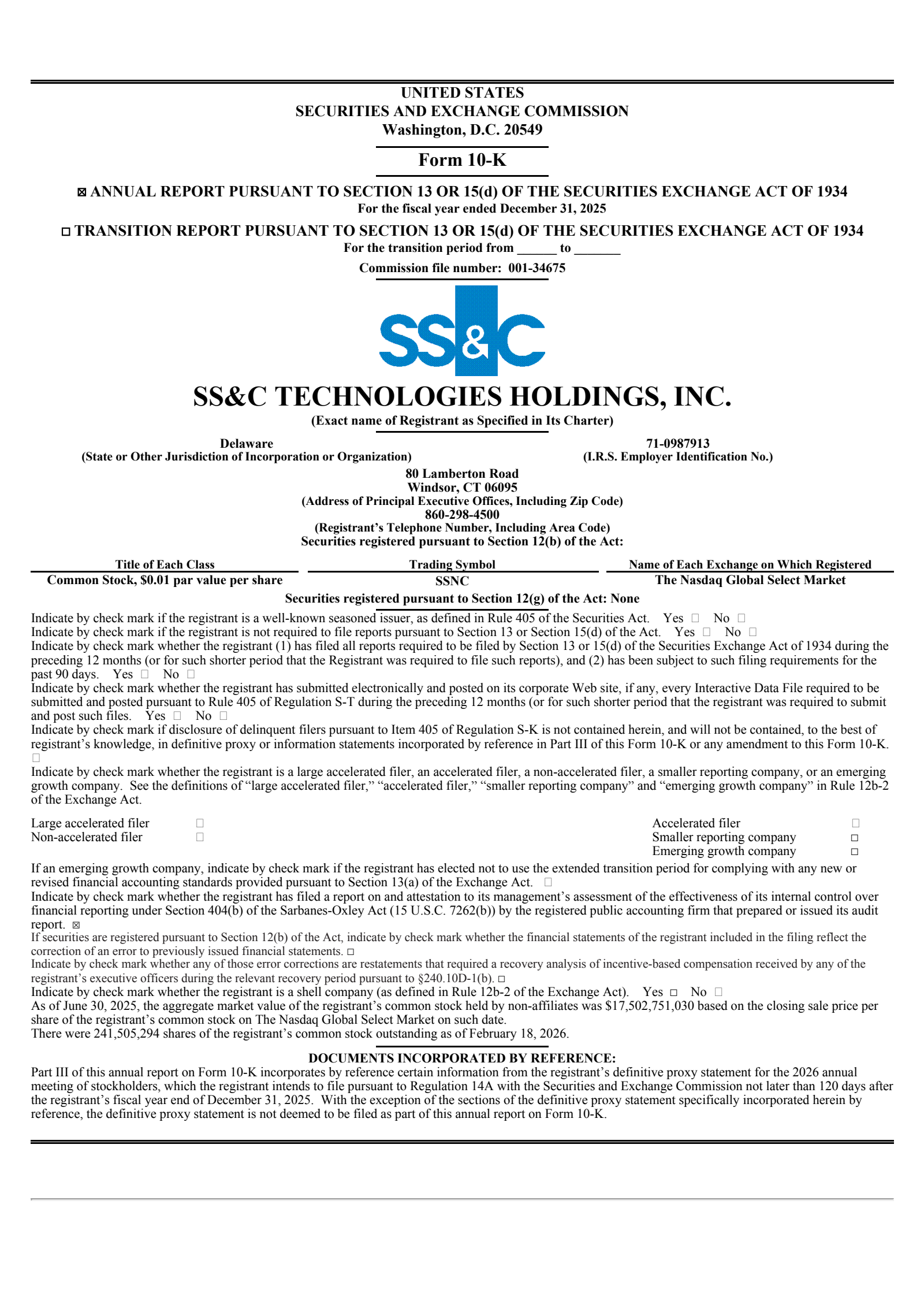 SS&C Technologies' Q4 2025 Annual report
